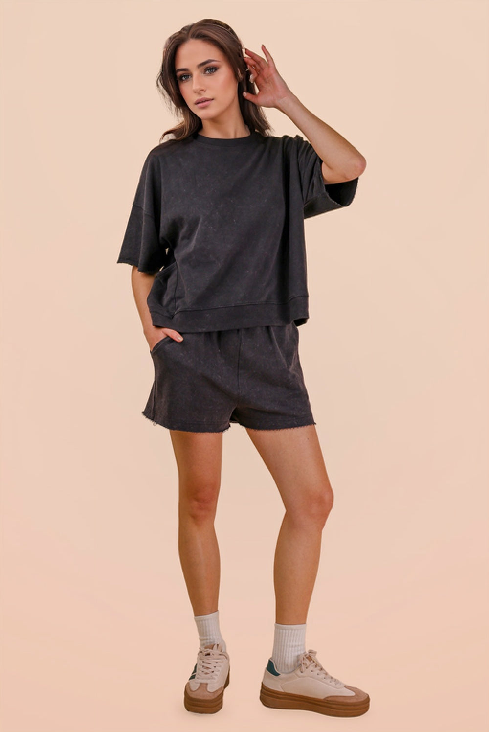 Mineral Washed Knit Casual Top