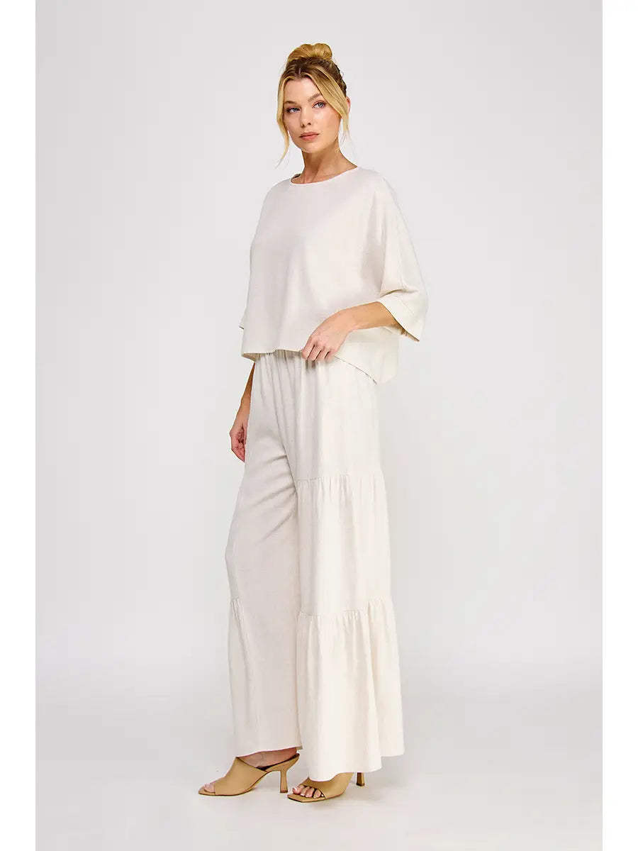 Soft Linen Flowy Dolman Elbow Top