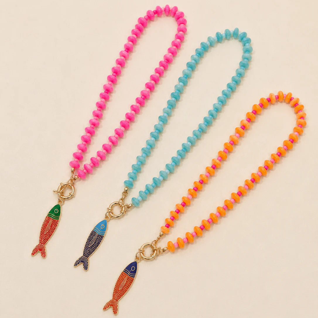 Stainless Steel Tarnish Free Fish Beaded Necklaces