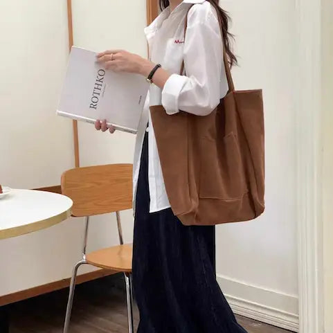 Large Suede-Like Tote Bag