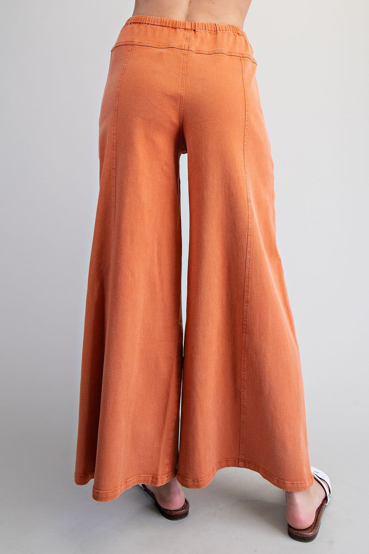 Mineral Washed Waist Tie Wide Leg Pants