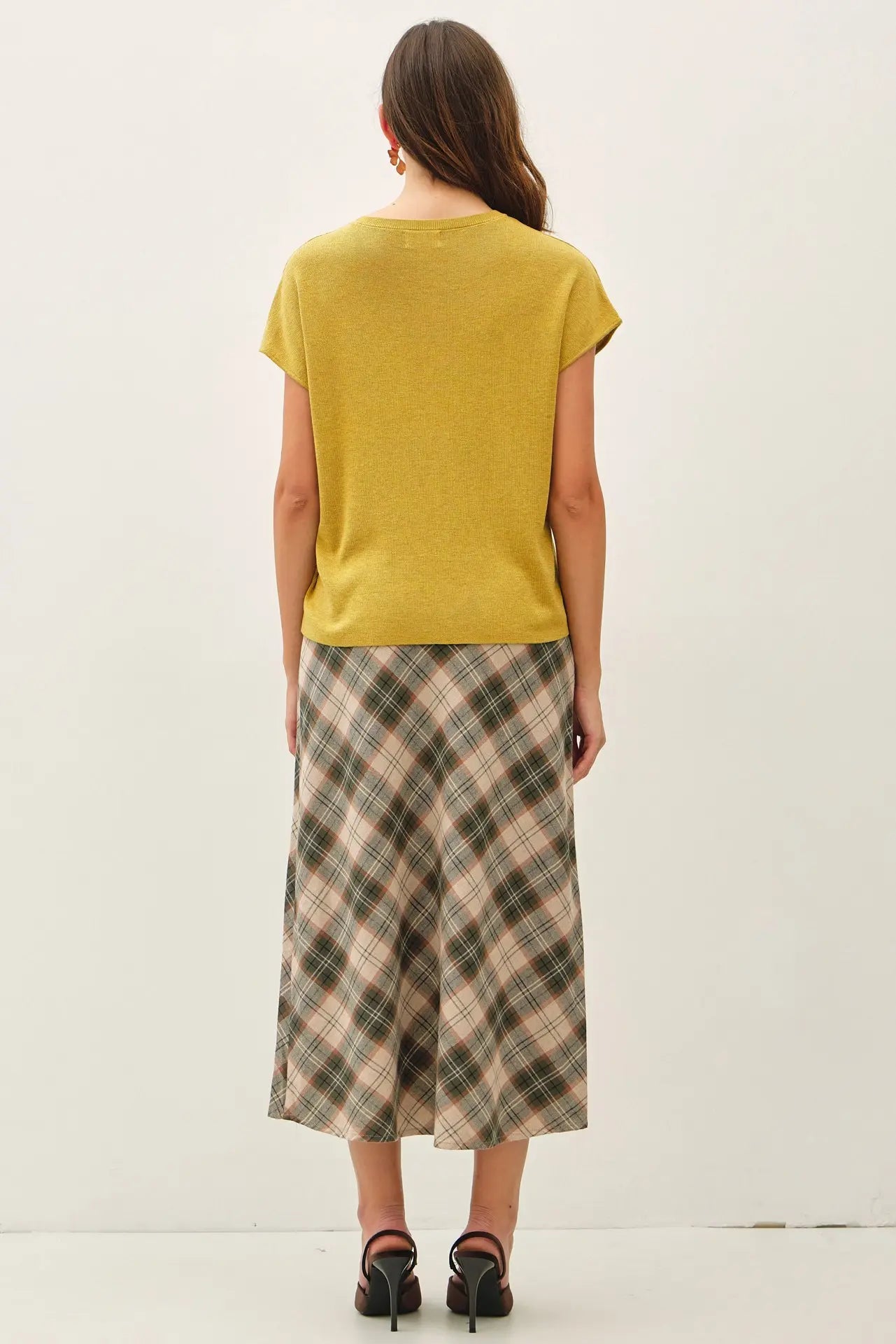 Wool Blended Cap Sleeve Sweater Top