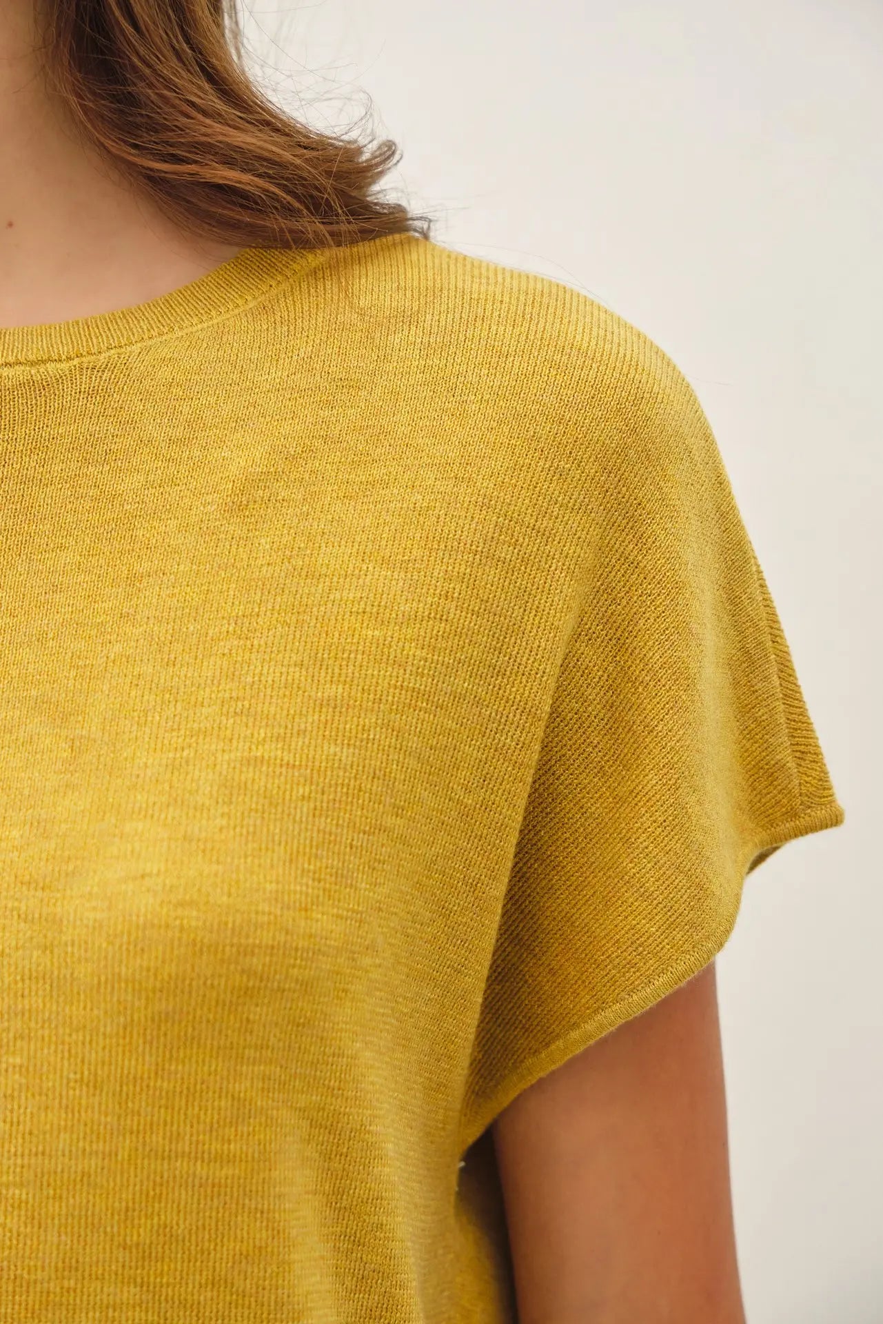Wool Blended Cap Sleeve Sweater Top