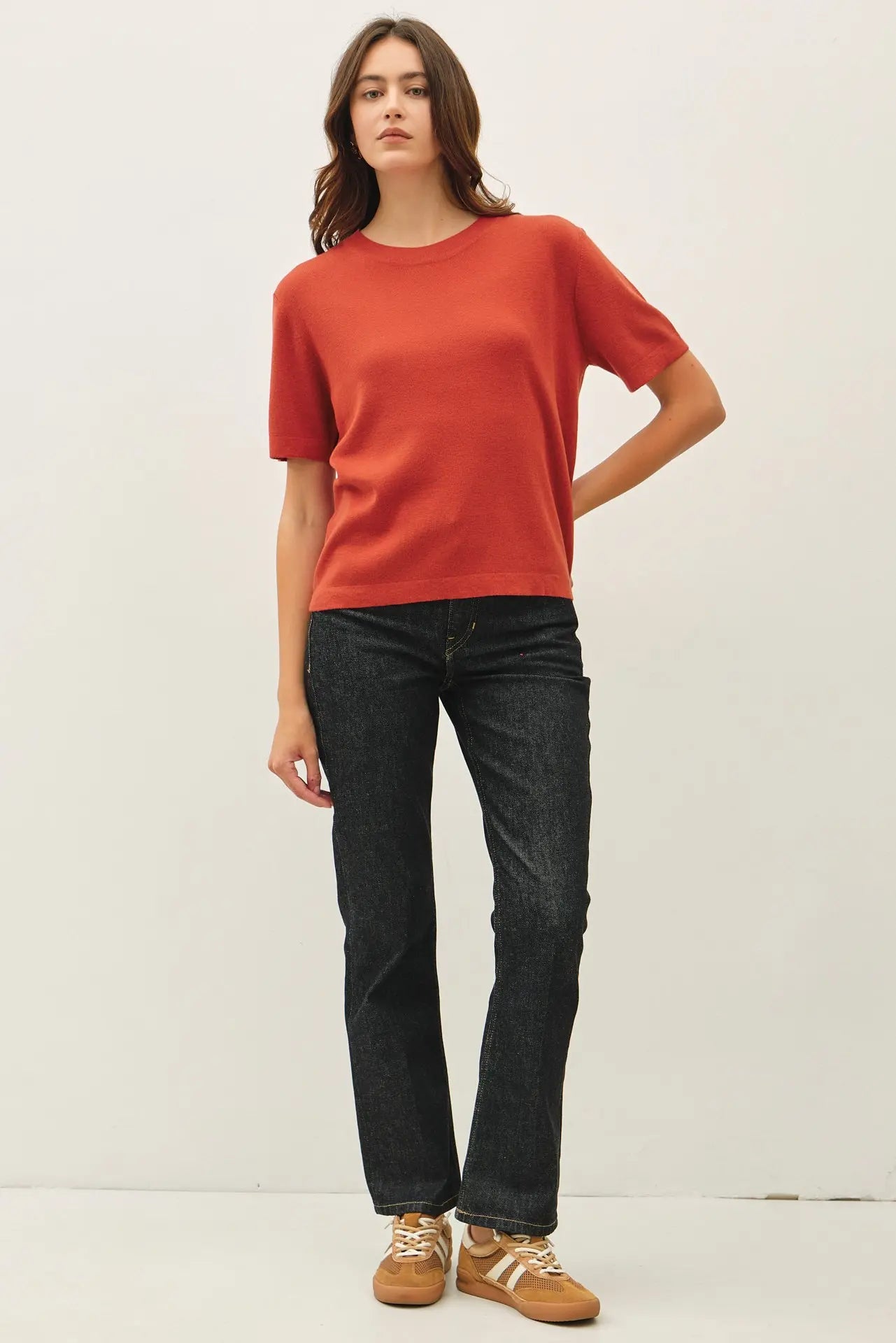 Cashmere Blended Short Sleeve Sweater
