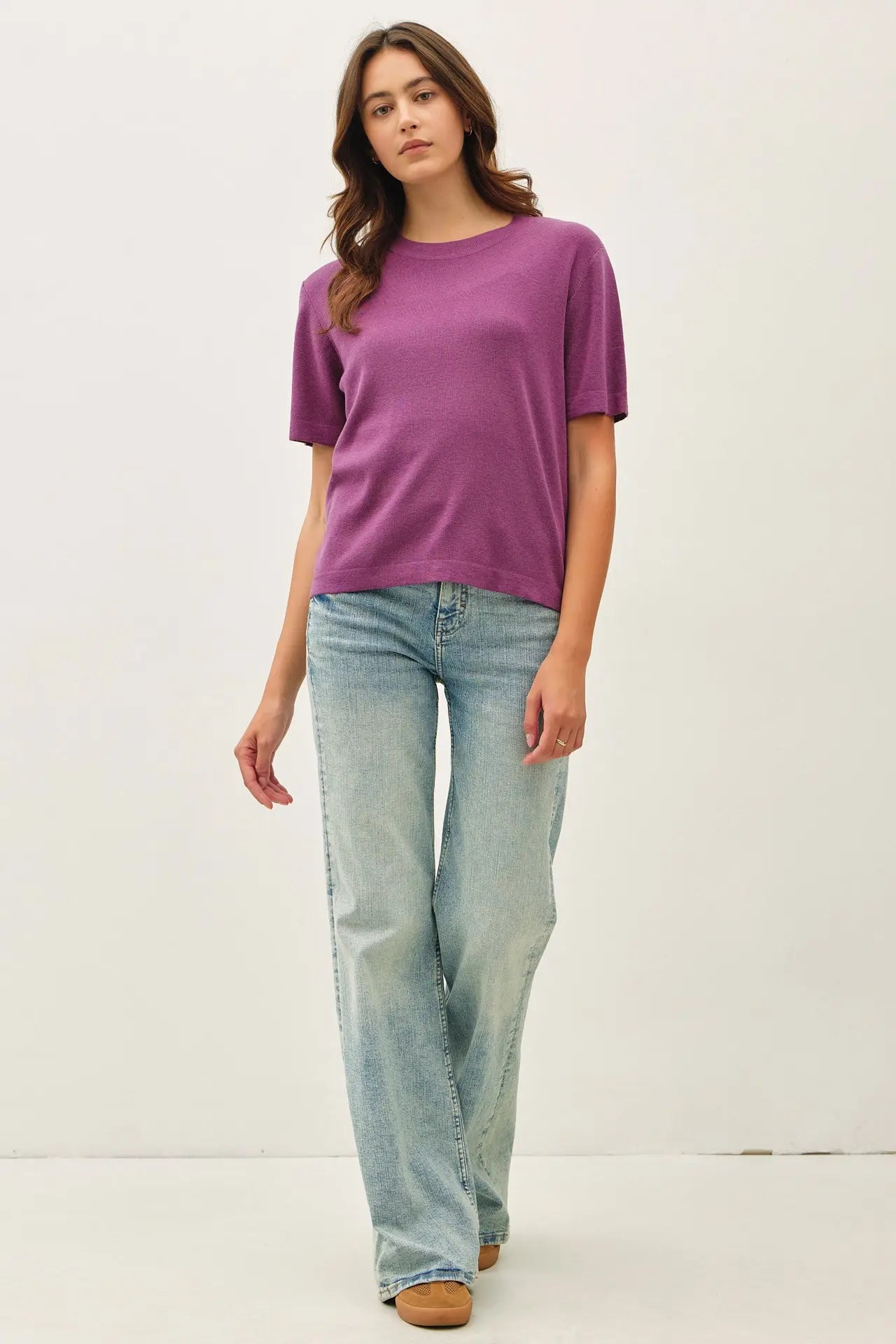 Cashmere Blended Short Sleeve Sweater