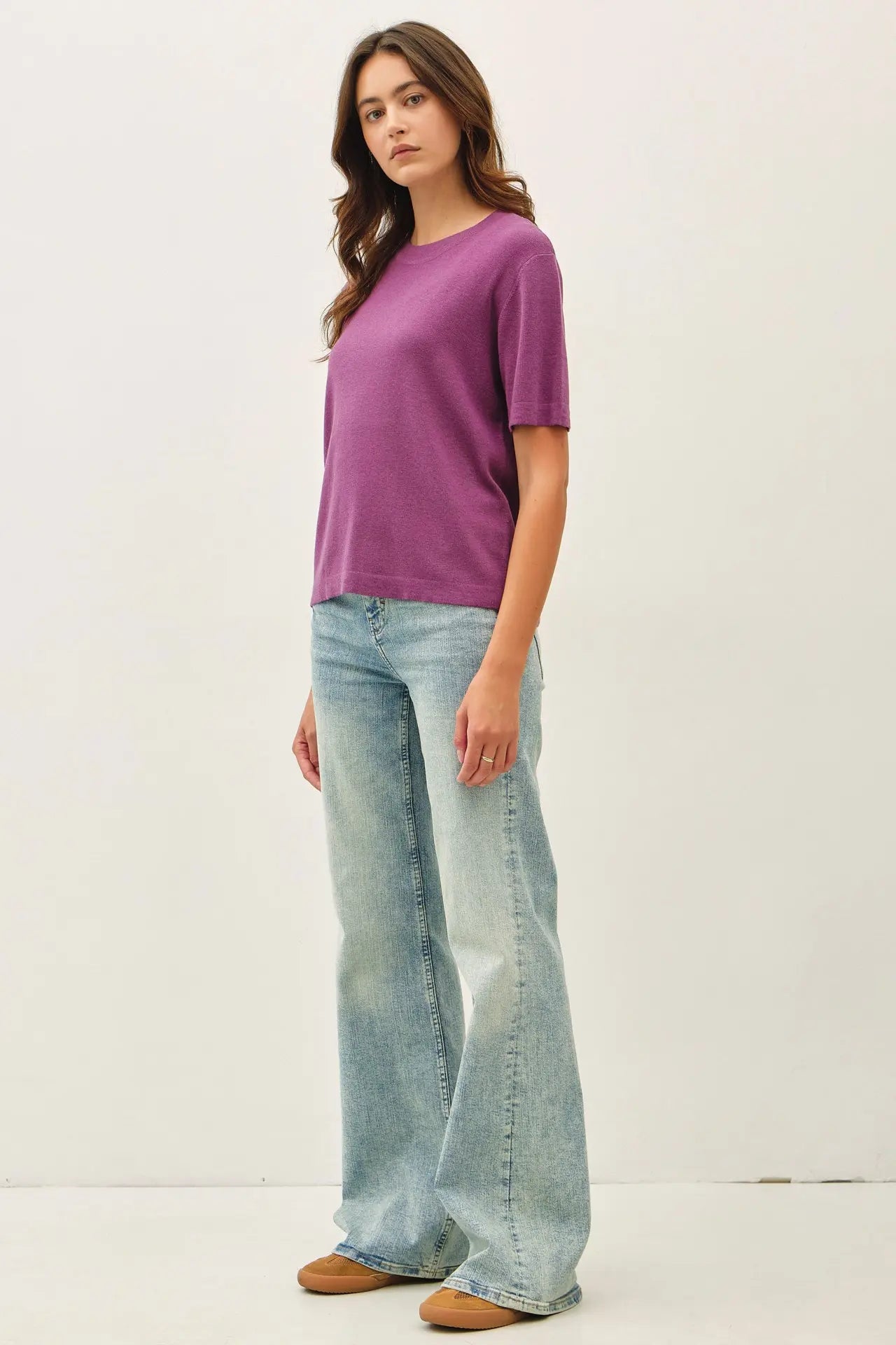 Cashmere Blended Short Sleeve Sweater