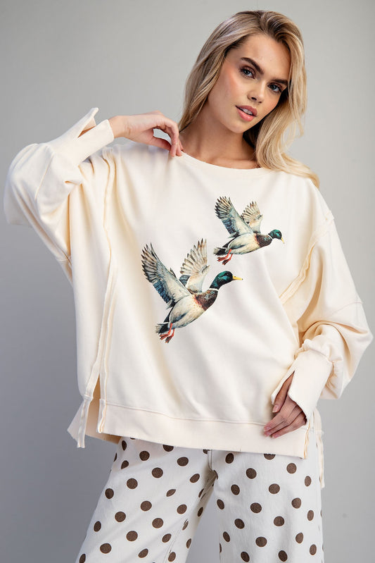 Stone Washed Duck Graphic Pullover