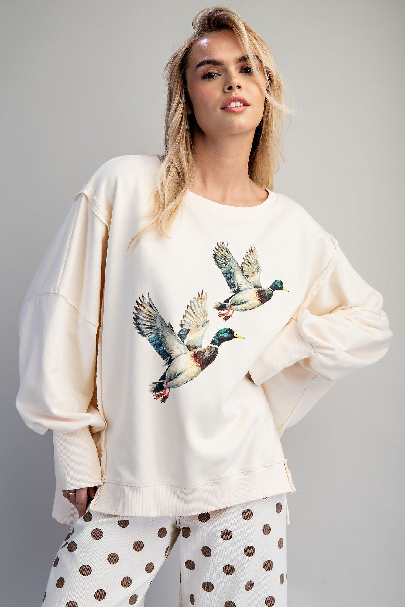Stone Washed Duck Graphic Pullover