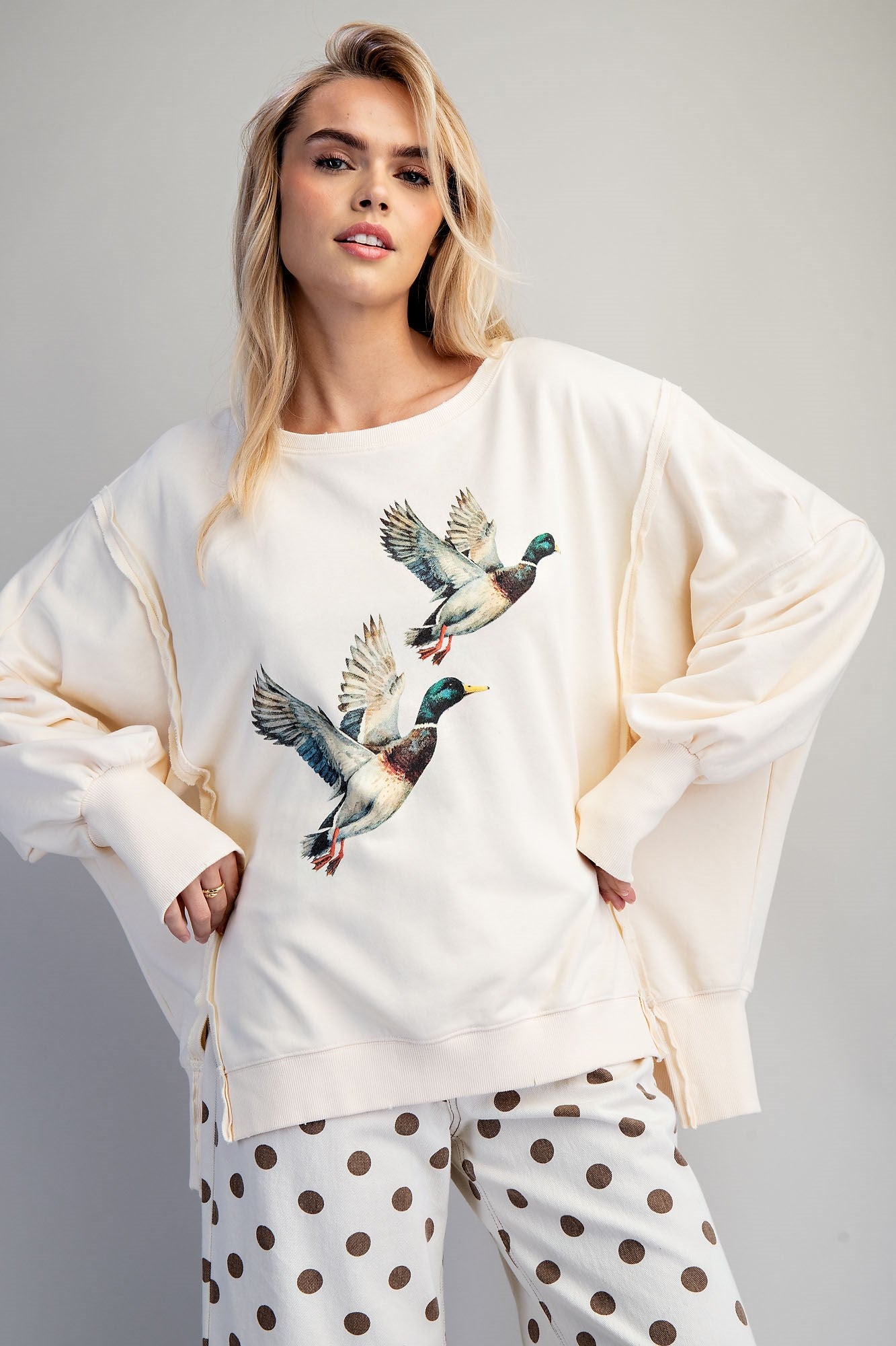 Stone Washed Duck Graphic Pullover
