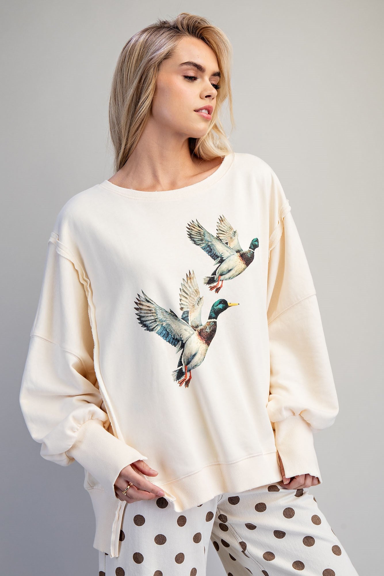 Stone Washed Duck Graphic Pullover