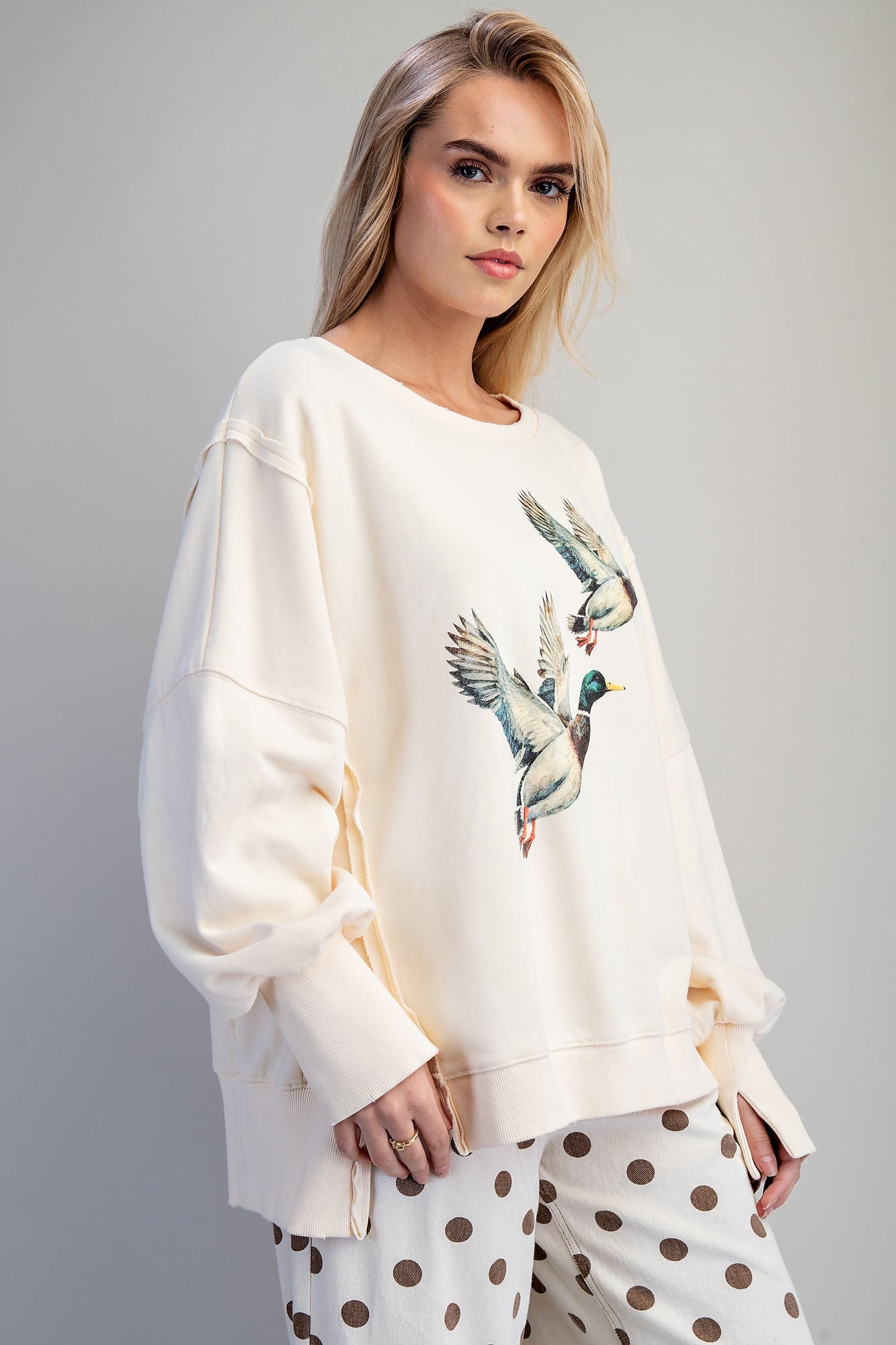 Stone Washed Duck Graphic Pullover
