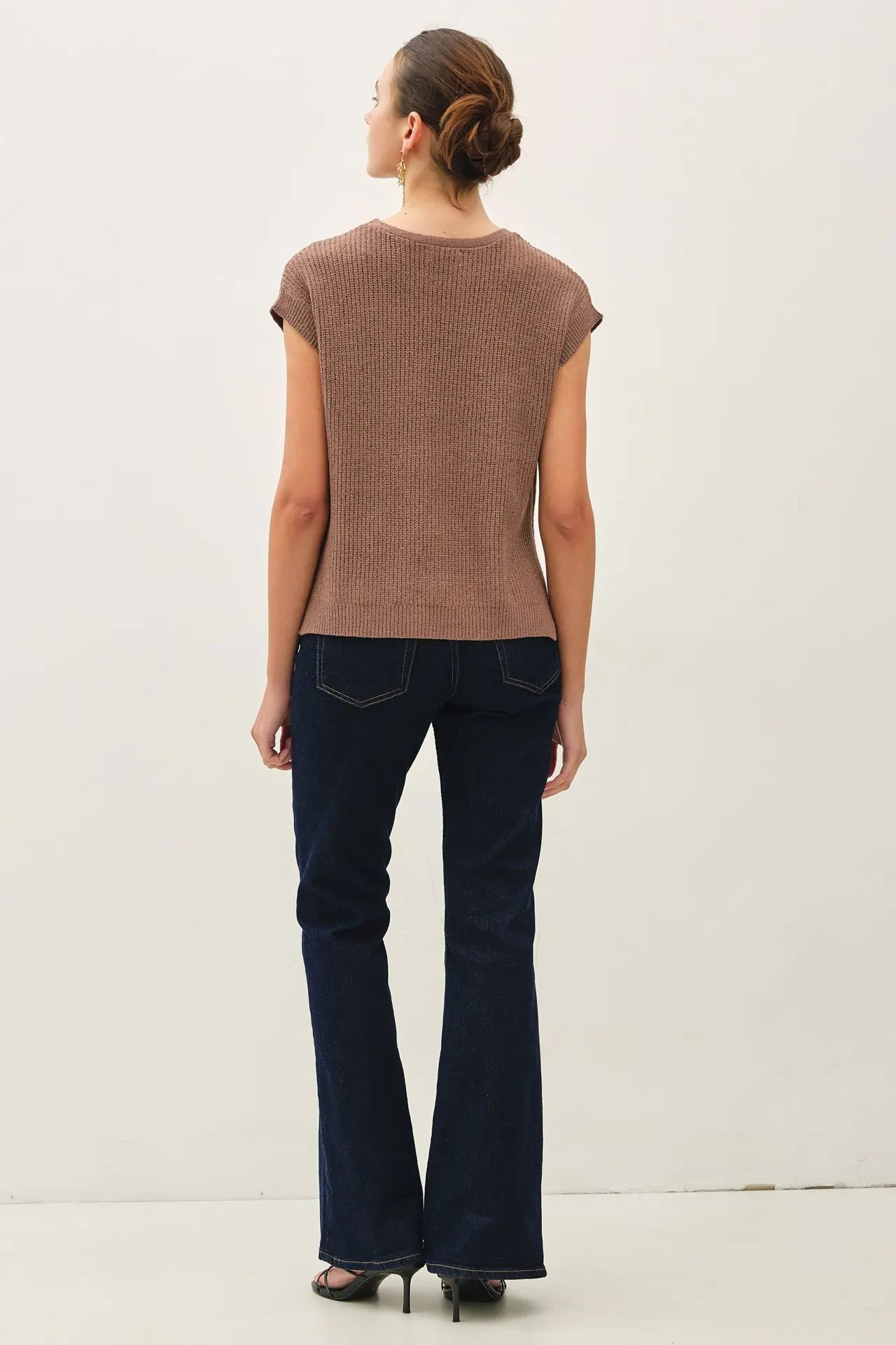 Breezy V-Neck Cap Sleeve Sweater Top