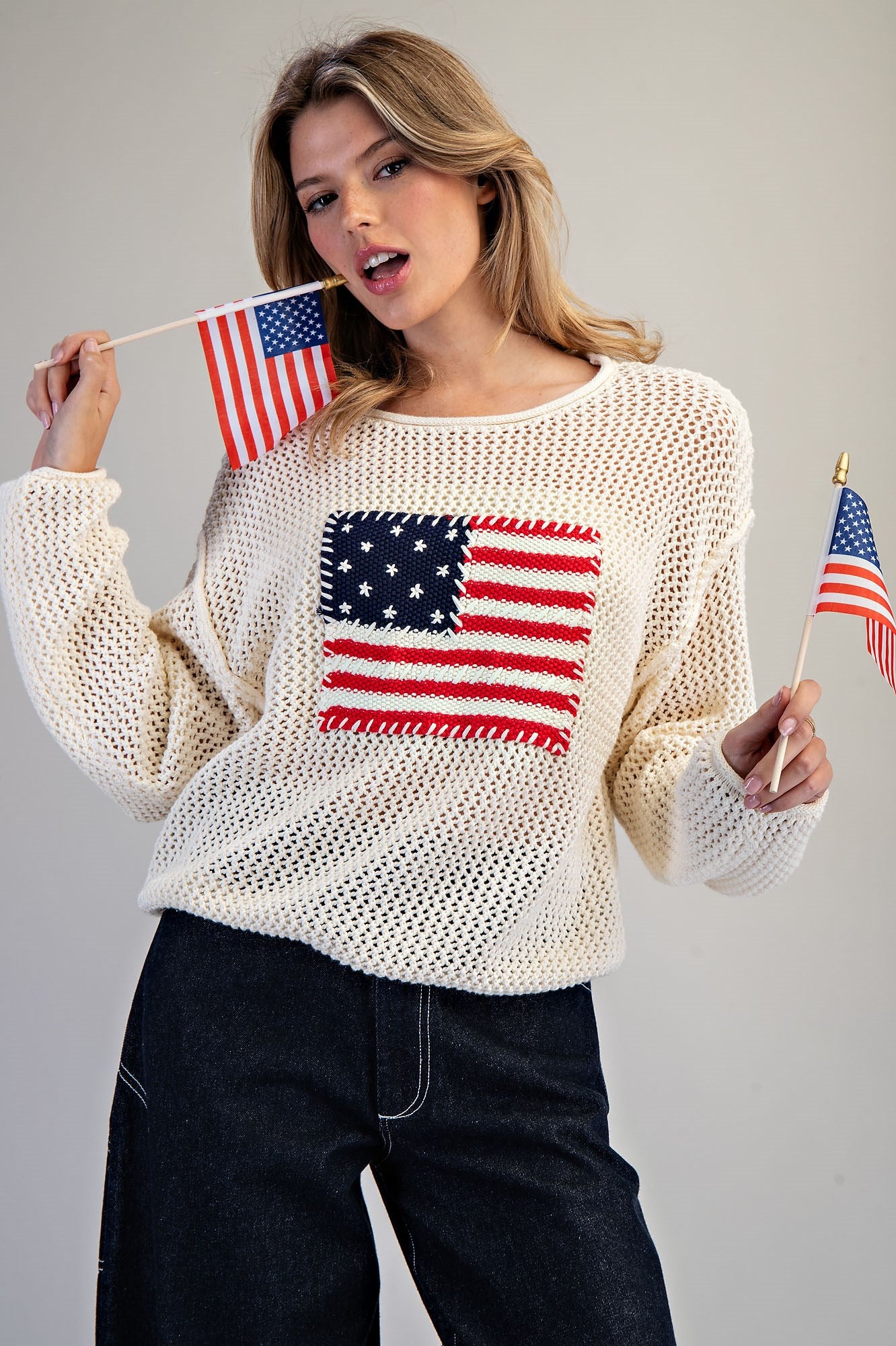 American Flag Long Sleeve Sweater