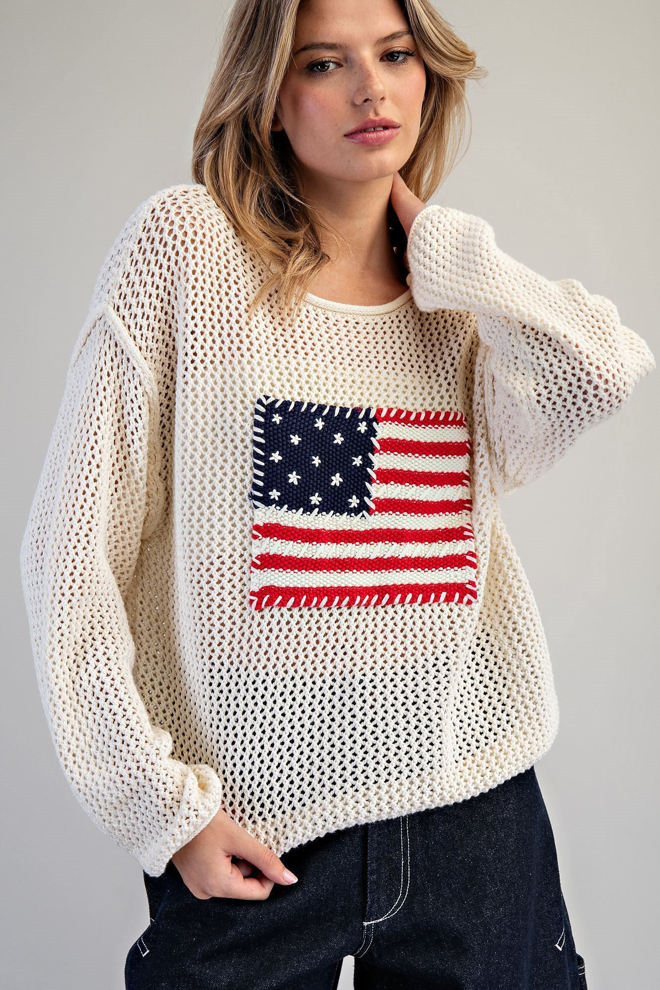 American Flag Long Sleeve Sweater