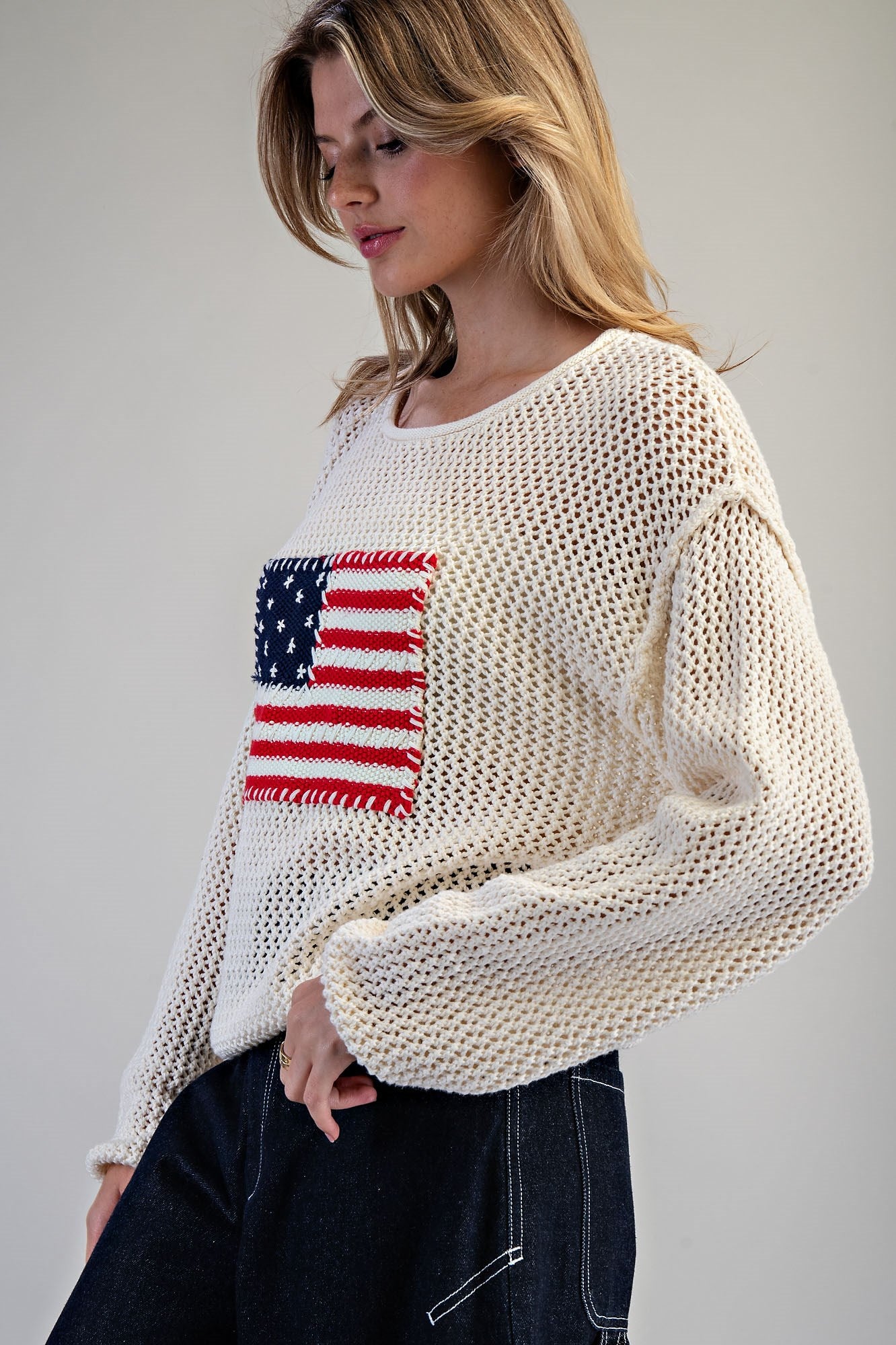 American Flag Long Sleeve Sweater
