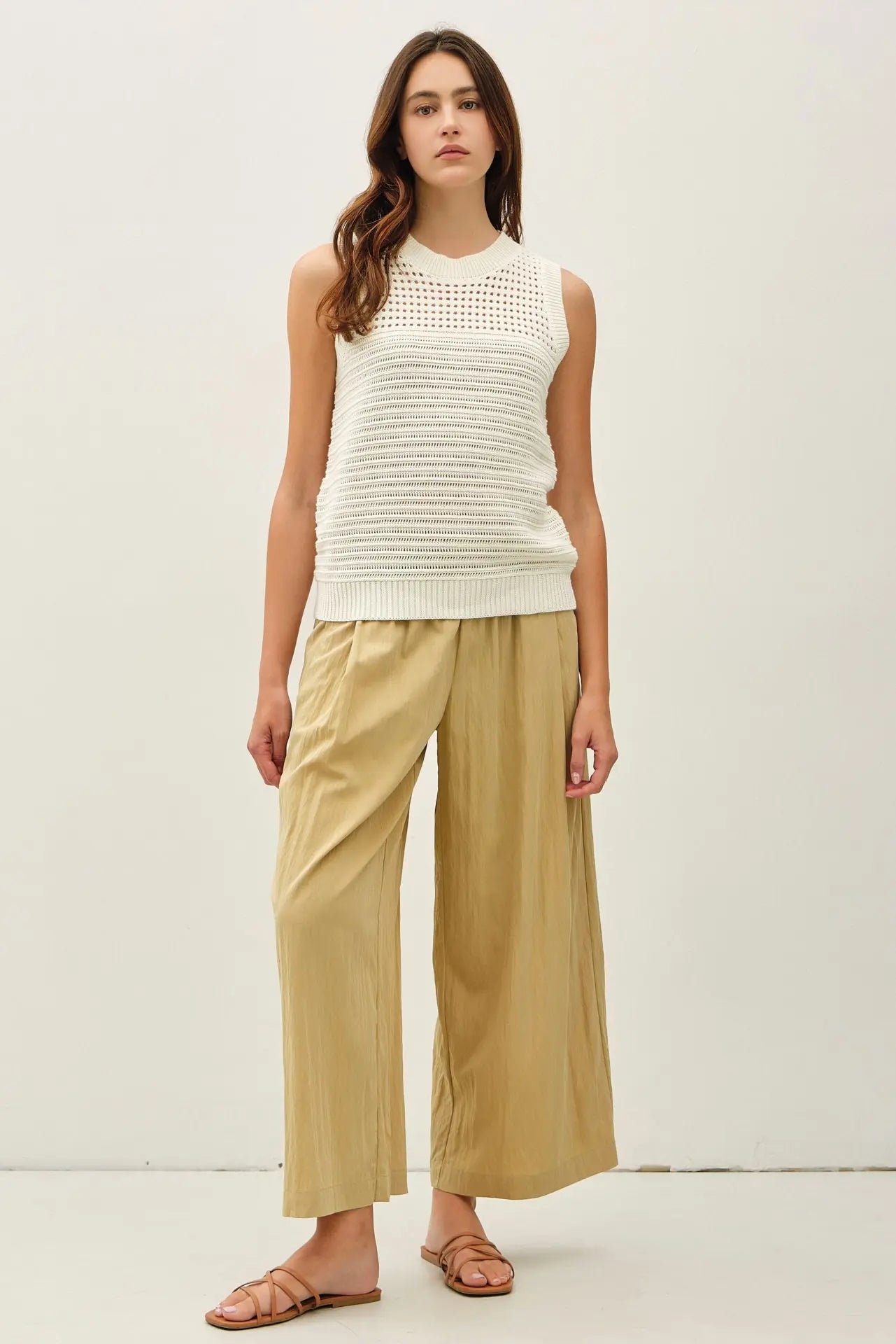 Textured Crochet Sleeveless Sweater