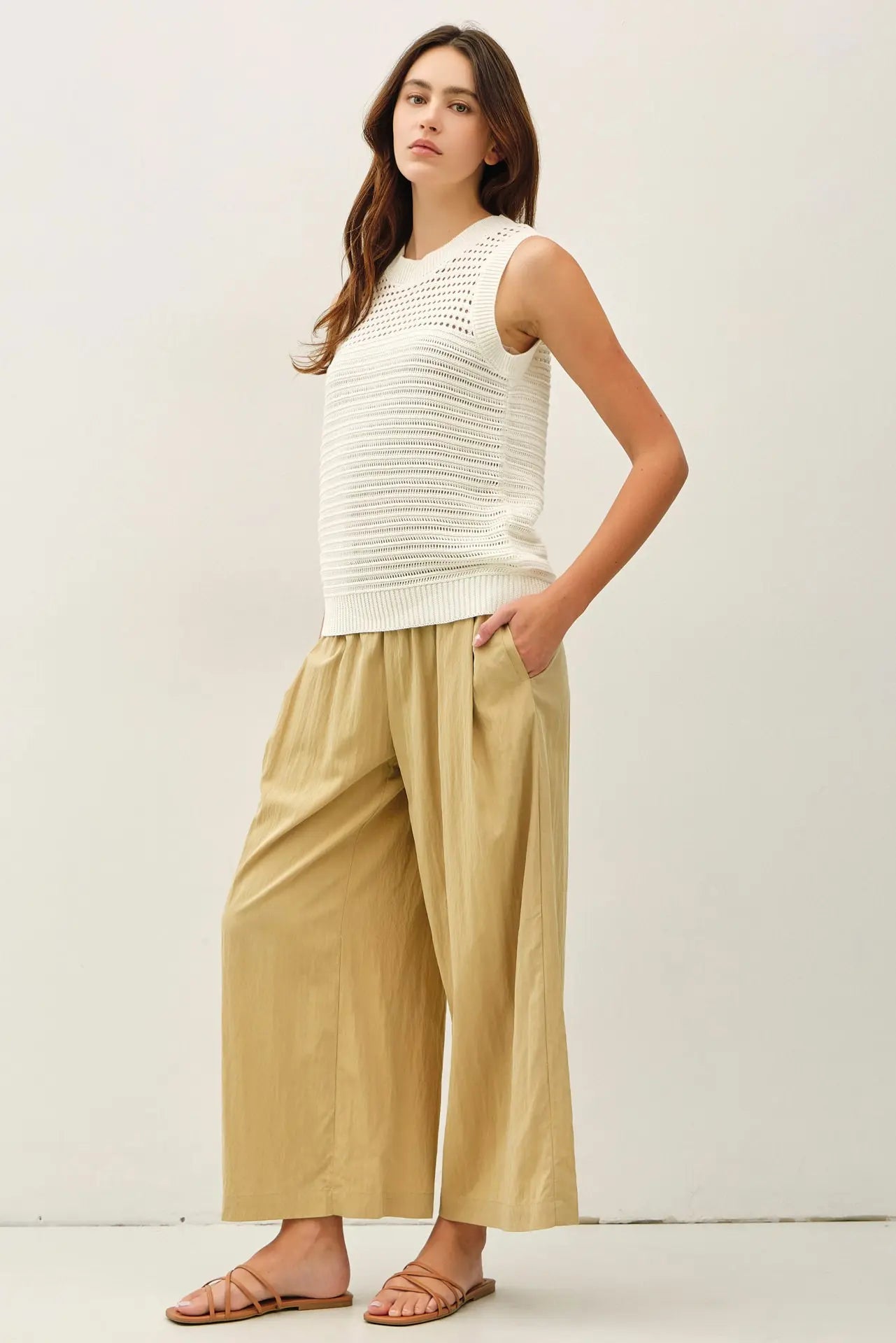 Textured Crochet Sleeveless Sweater