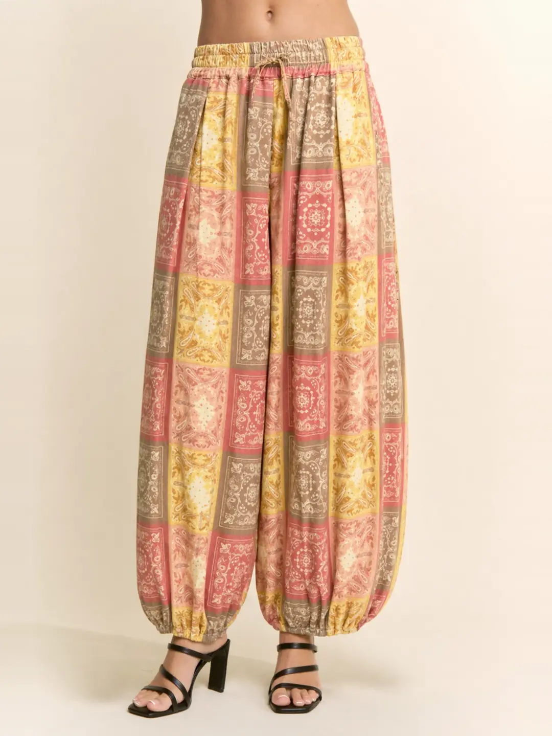 Bandana Print Patchwork Bloomer Pants