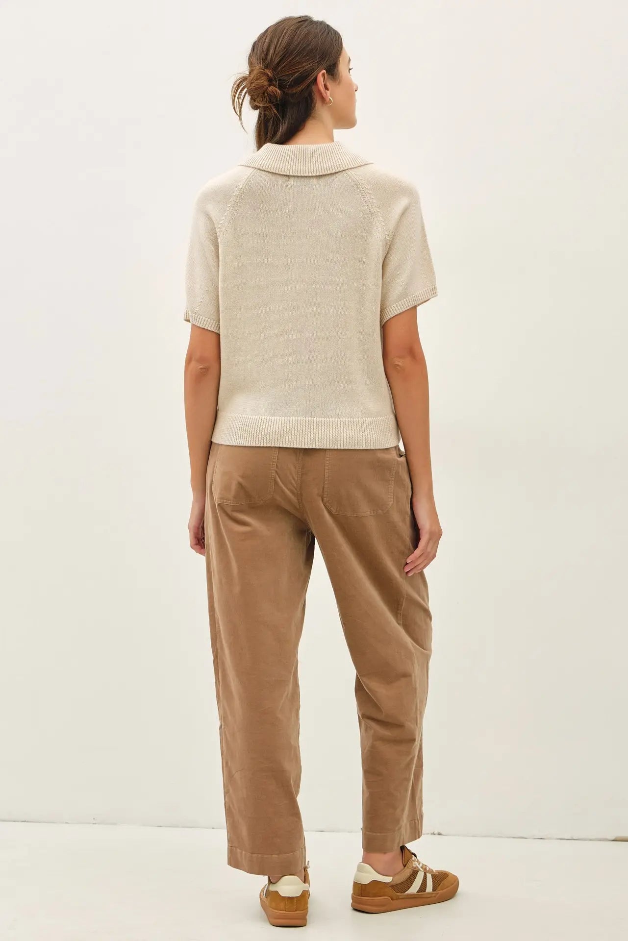 Wool Blended Raglan Volume Short Sleeve Polo Sweater