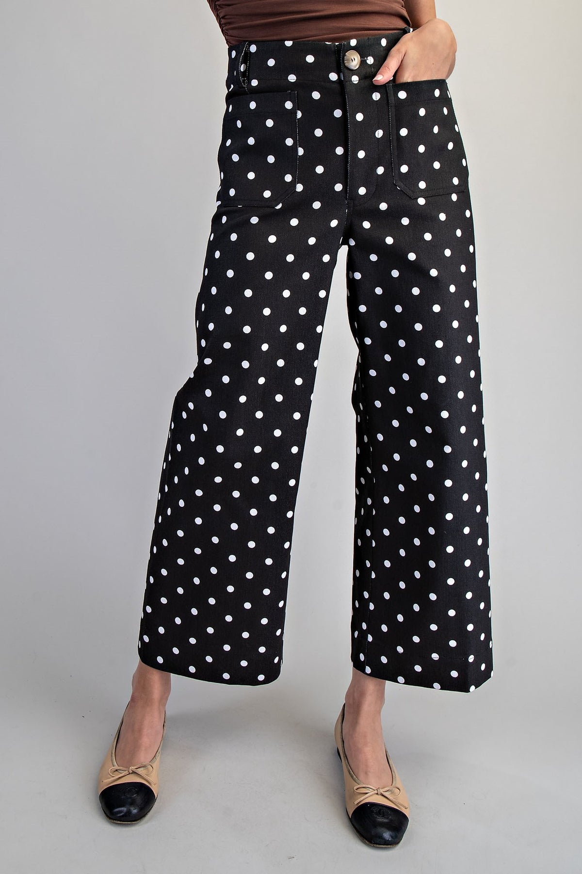 Polka Dot Straight Leg Pants