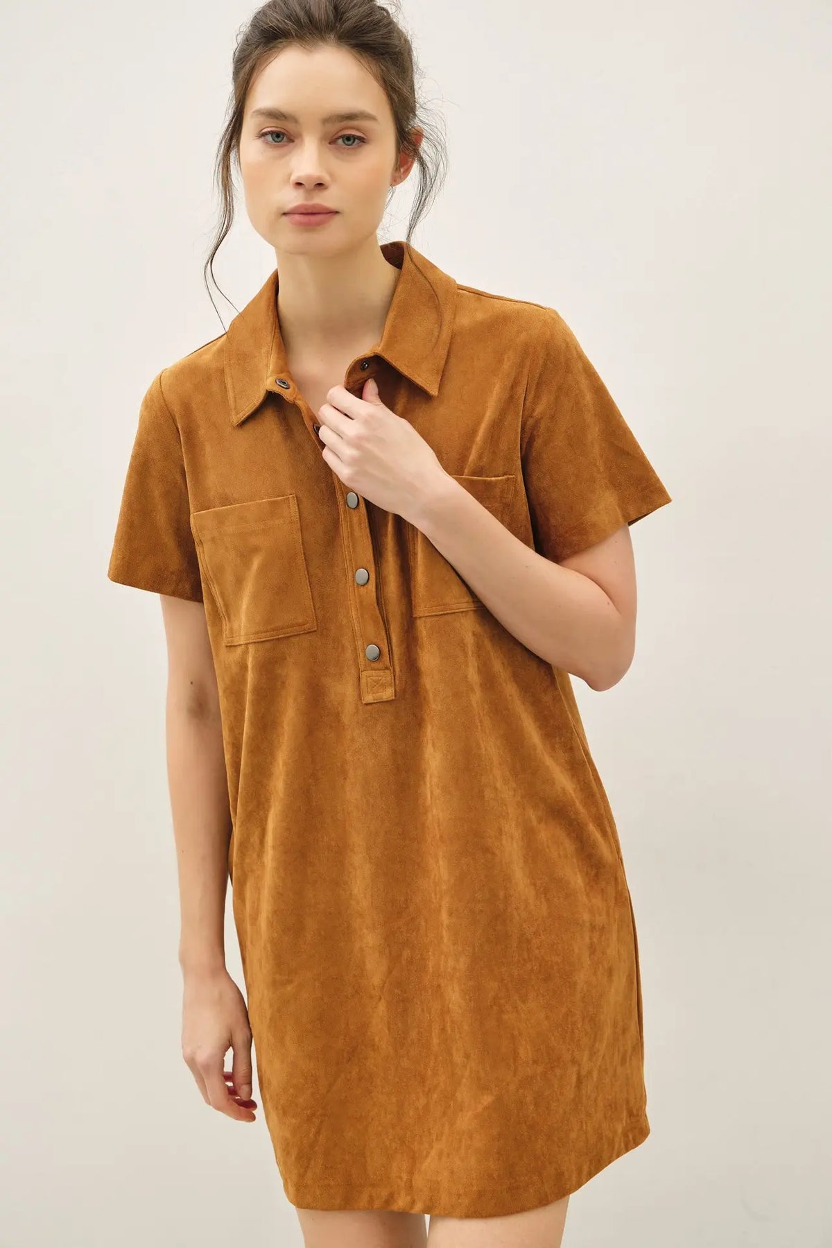 Suede Button Up Dress