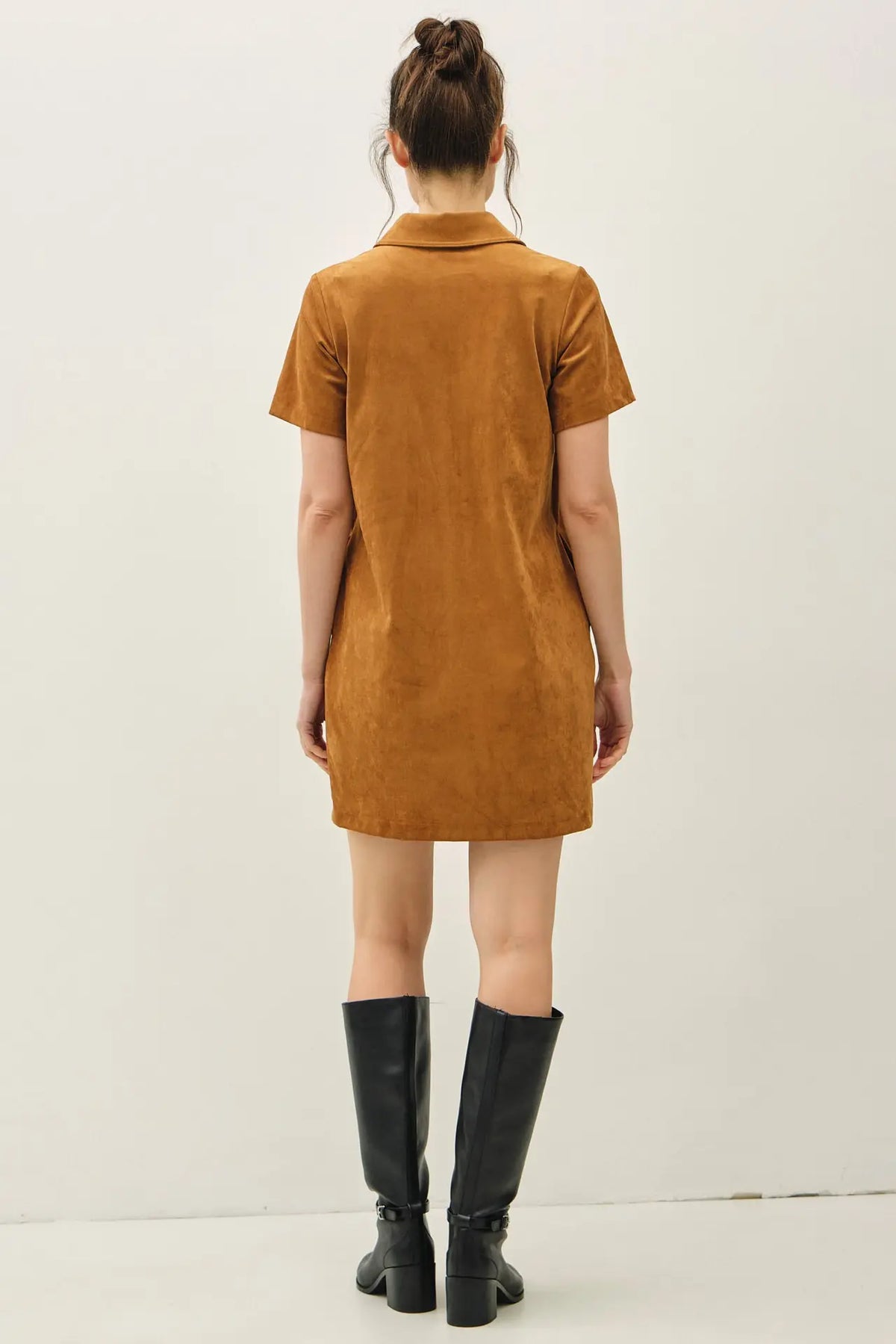 Suede Button Up Dress
