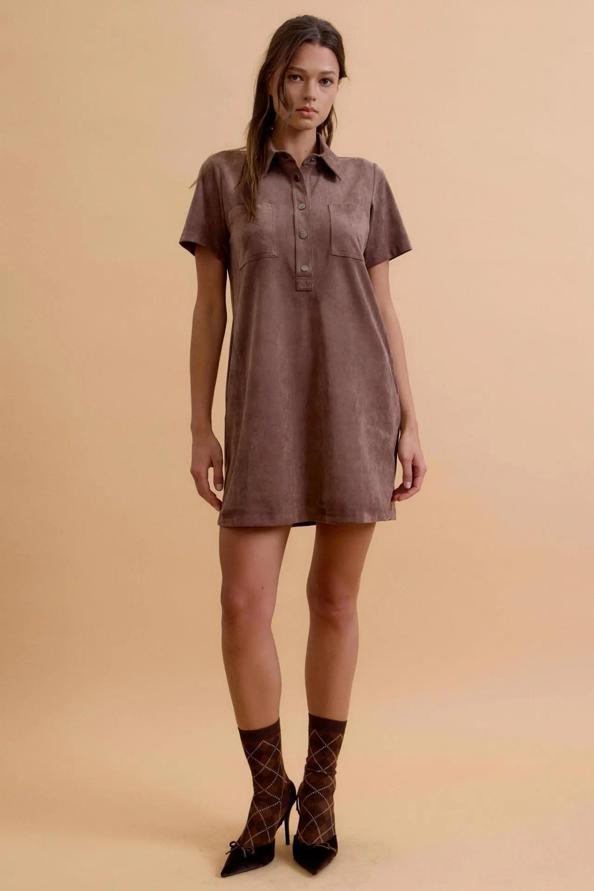 Suede Button Up Dress