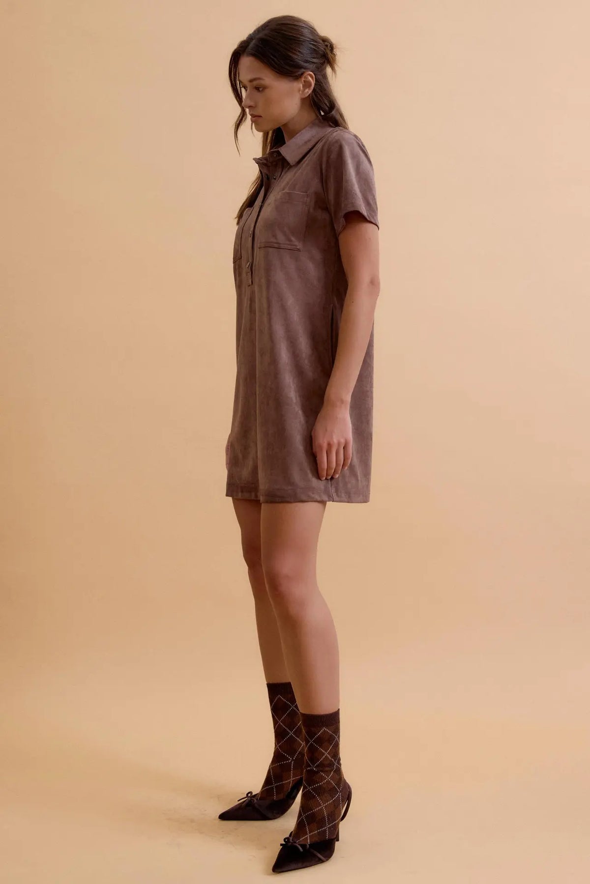 Suede Button Up Dress