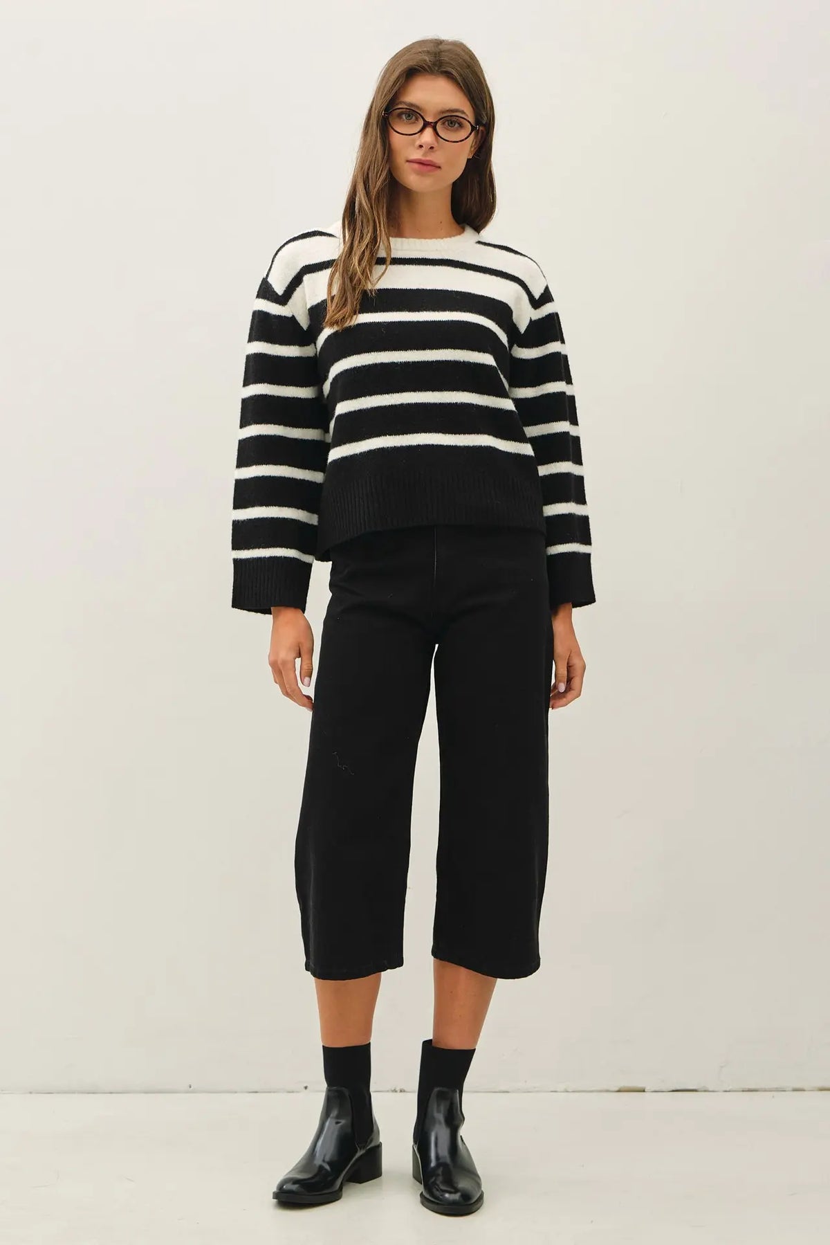 Accent Striped Wool Blend Cozy Knit Sweater