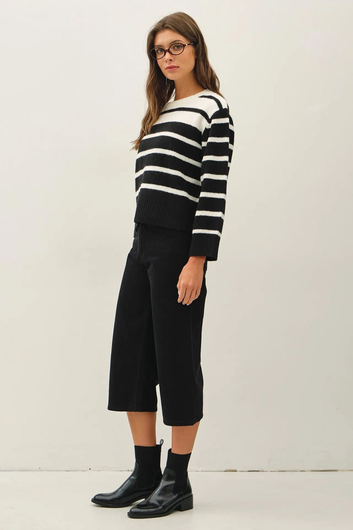 Accent Striped Wool Blend Cozy Knit Sweater
