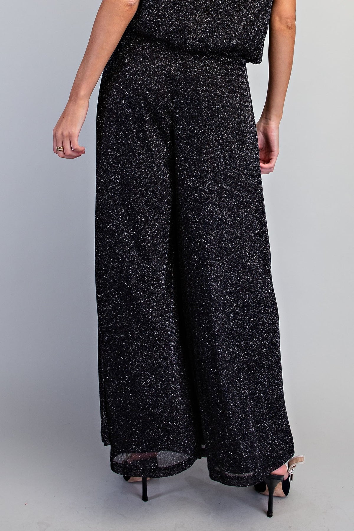 Glitter Overlay Wide Leg Pants