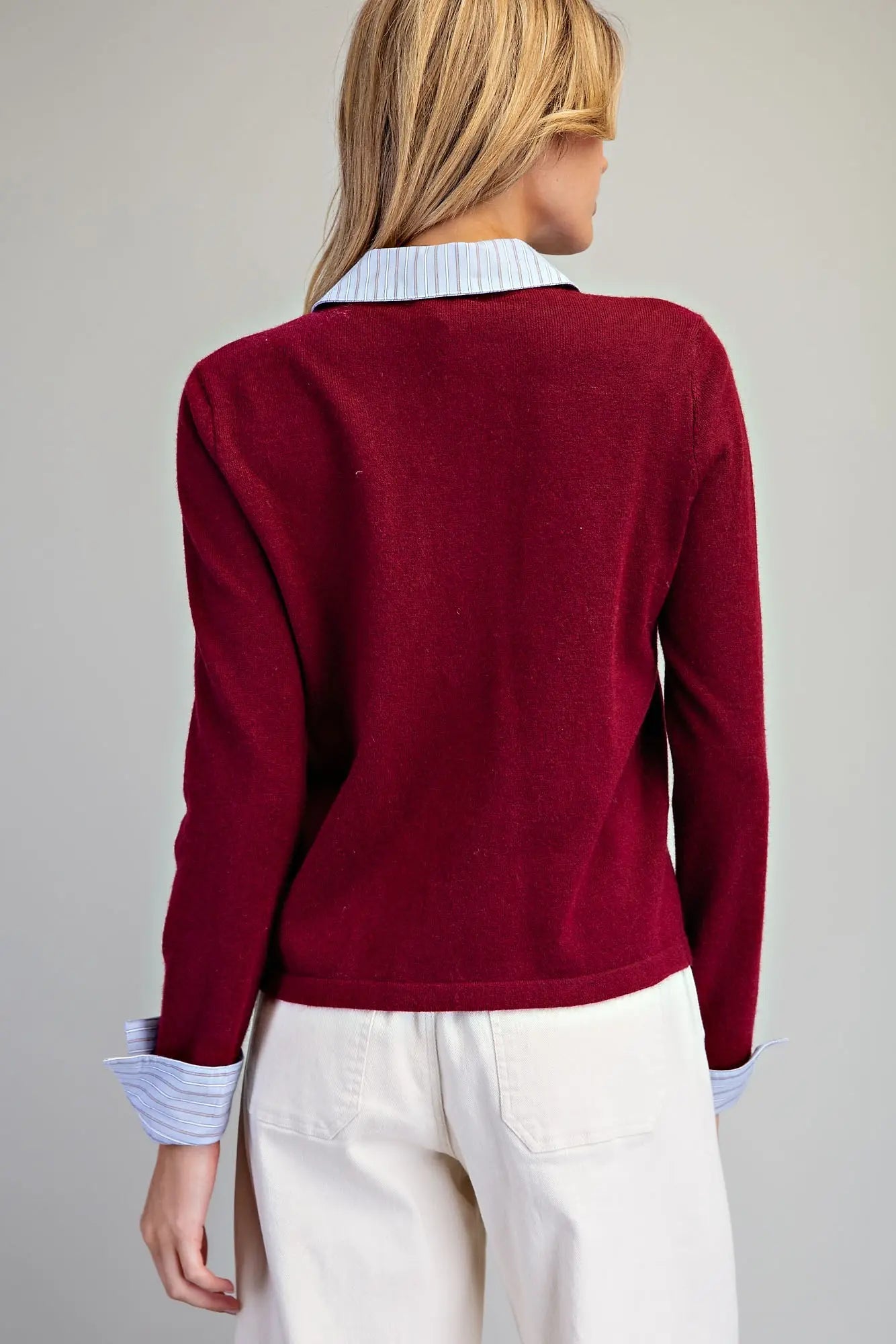Blue Striped Collar Cardigan