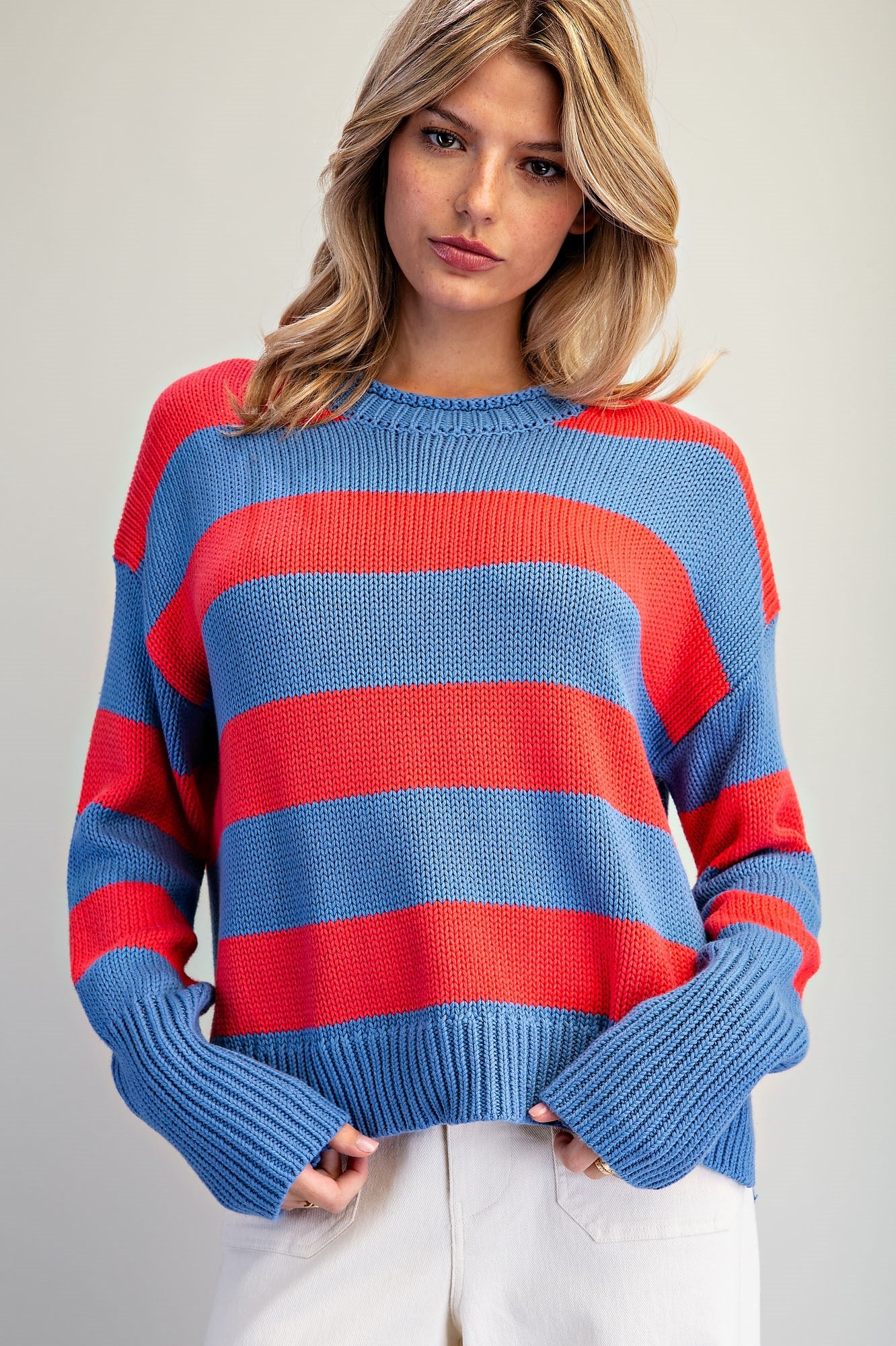 Striped Crew Neck Knit Sweater