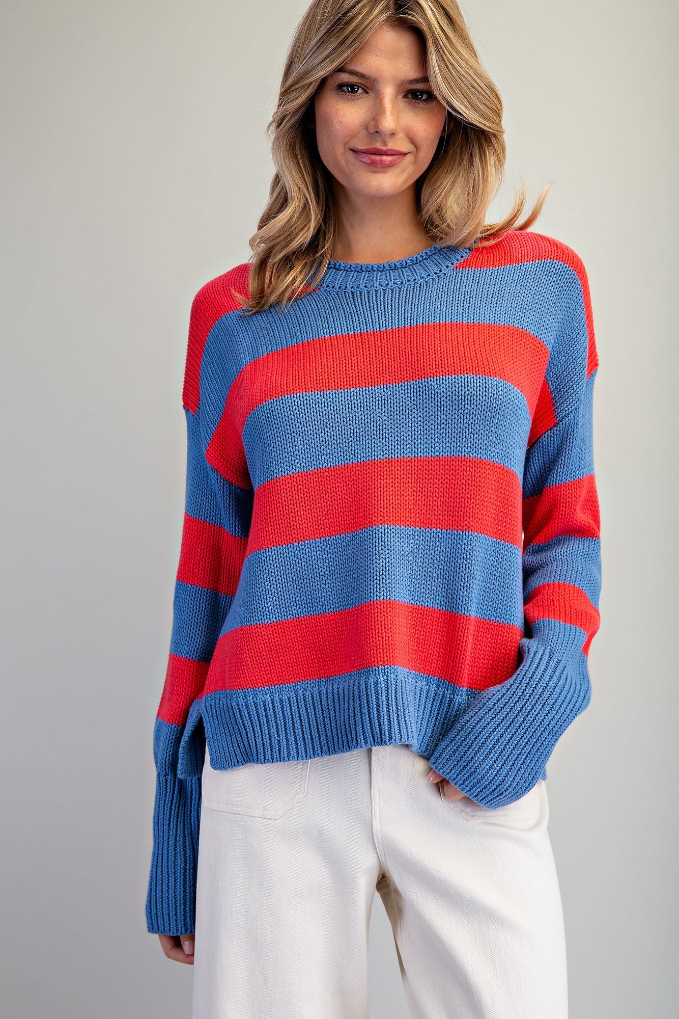 Striped Crew Neck Knit Sweater