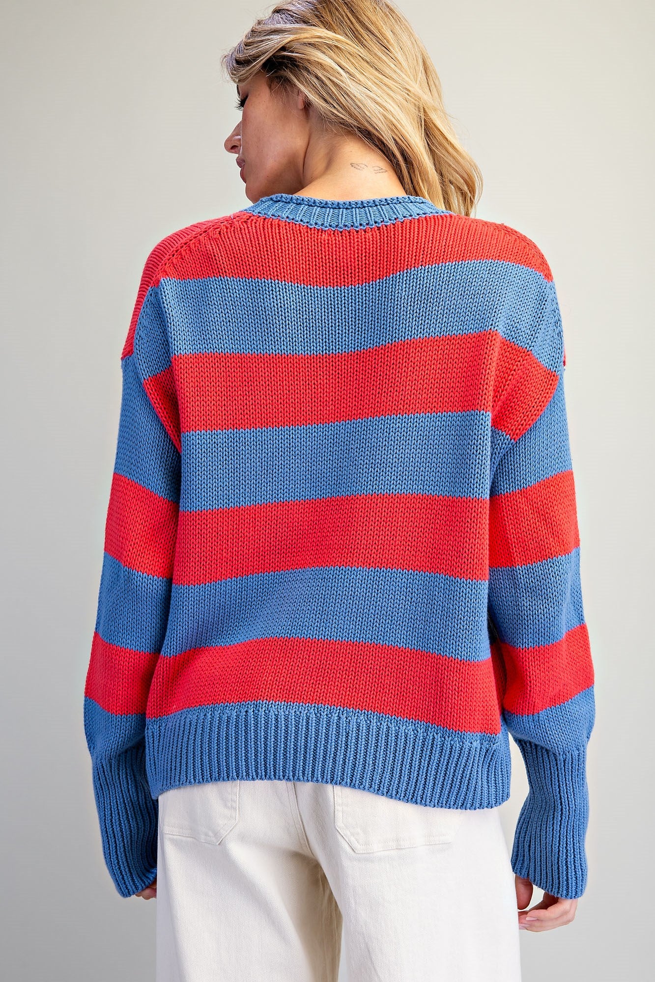 Striped Crew Neck Knit Sweater