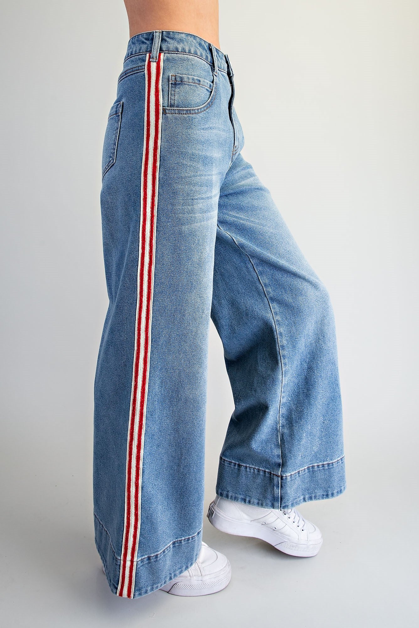 Side Striped Wide Leg Pants