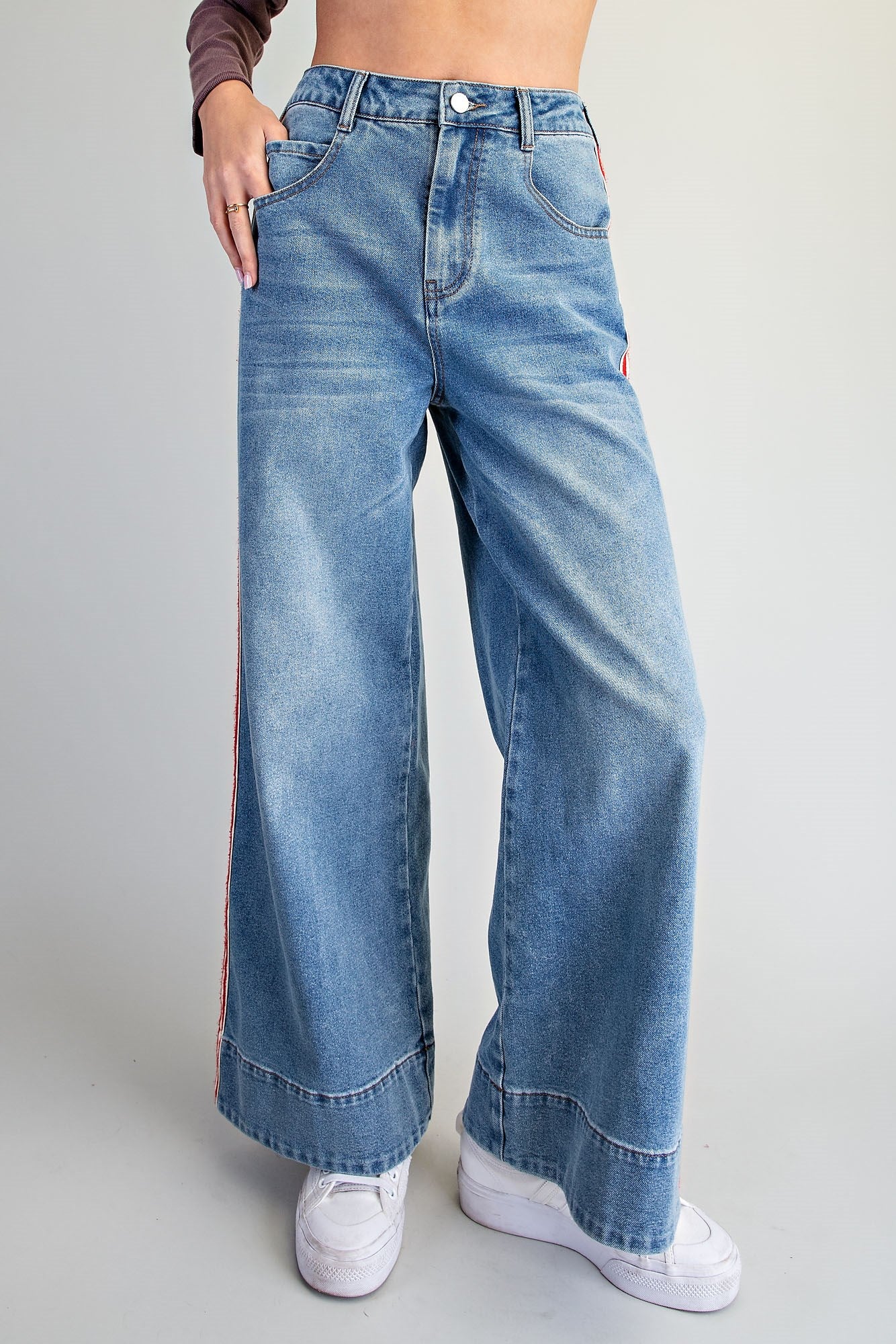 Side Striped Wide Leg Pants