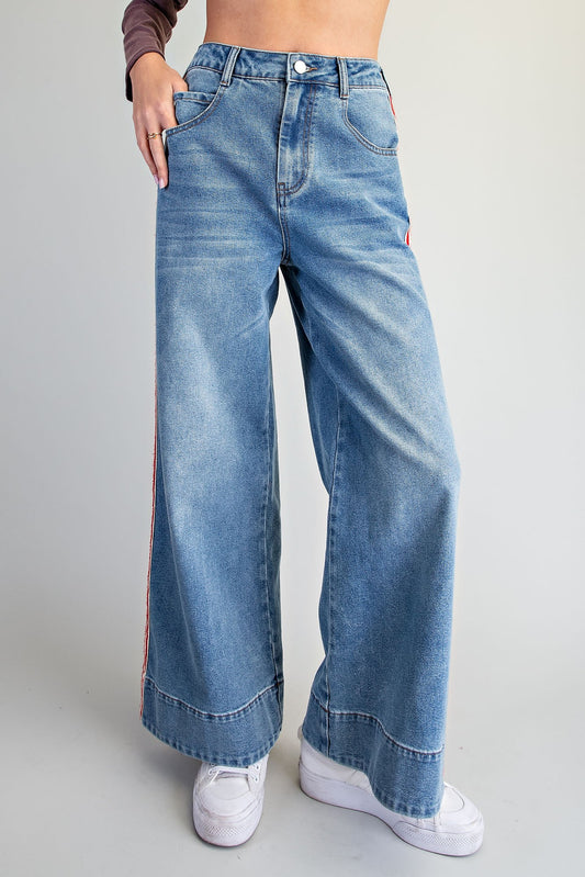 Side Striped Wide Leg Pants