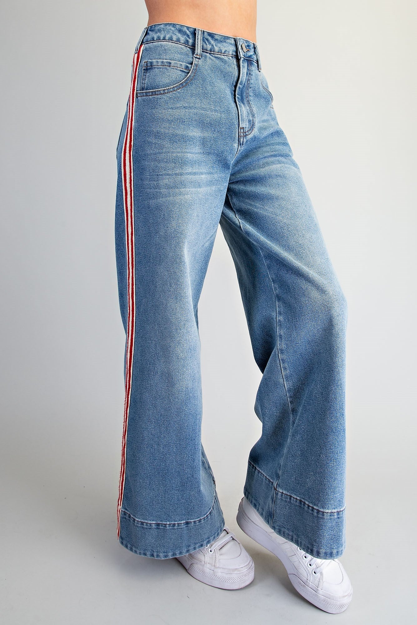 Side Striped Wide Leg Pants
