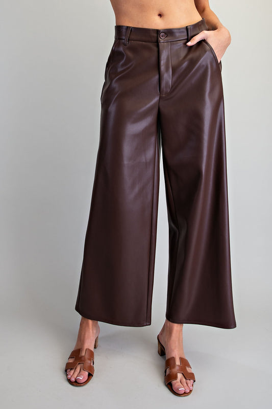 Pleather Wide Leg Pants
