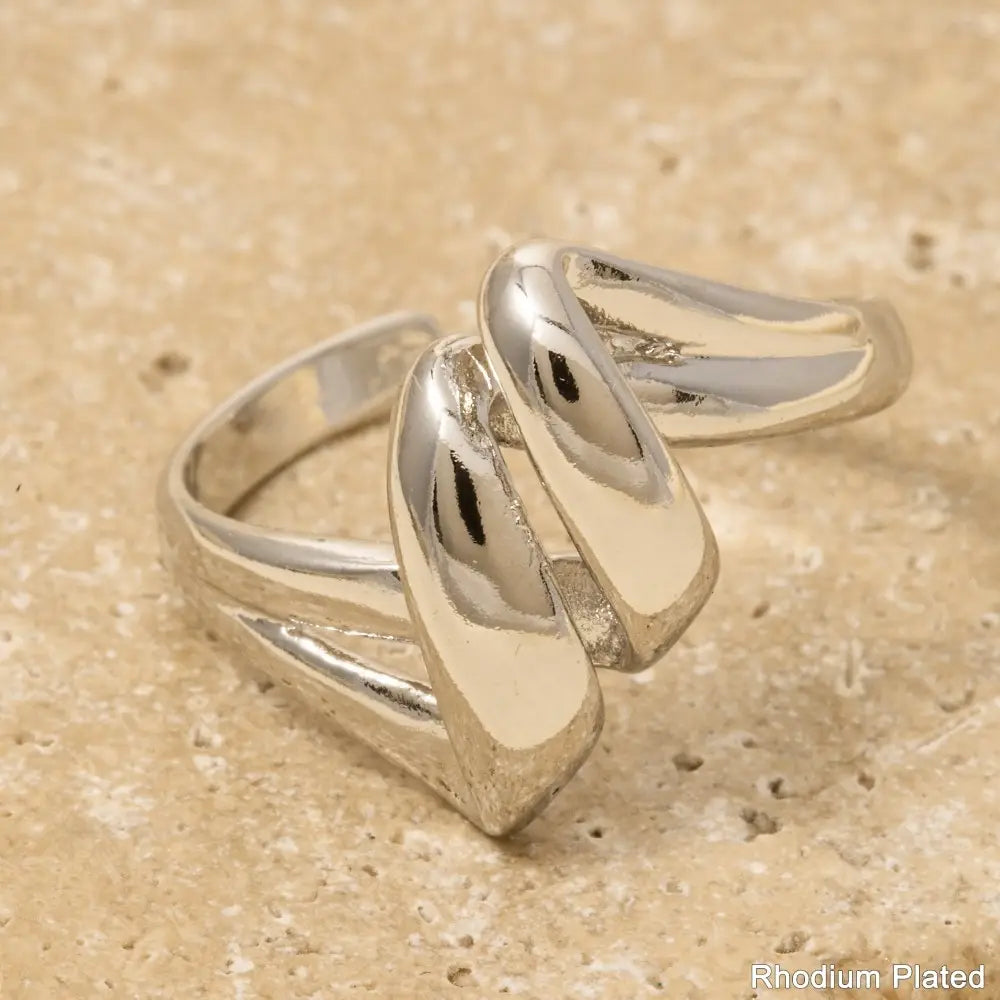Gold Dipped Intricate Layered Open Metallic Band Ring