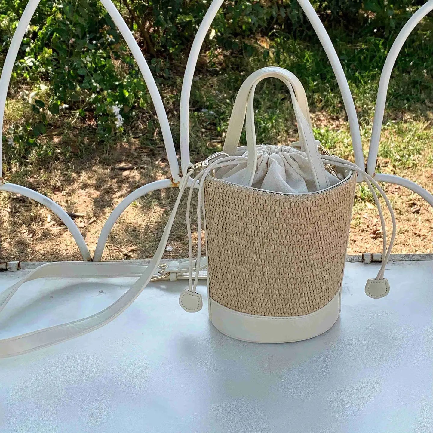 Straw Bucket/Crossbody Bag