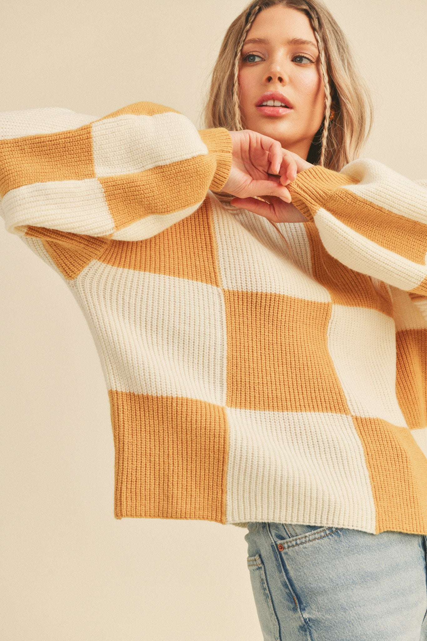 Oversized Checkerboard Pullover