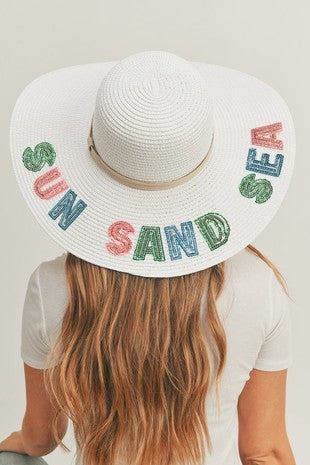 Sequin Letter Sun Sand Sea Floppy Hat