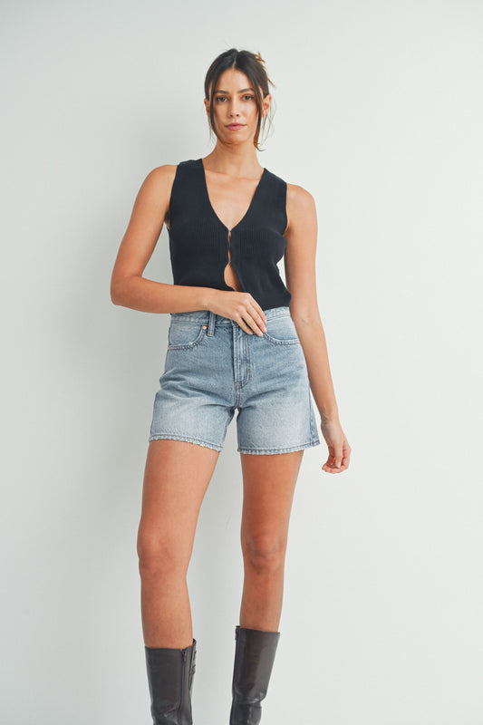 Light Denim High Rise Short
