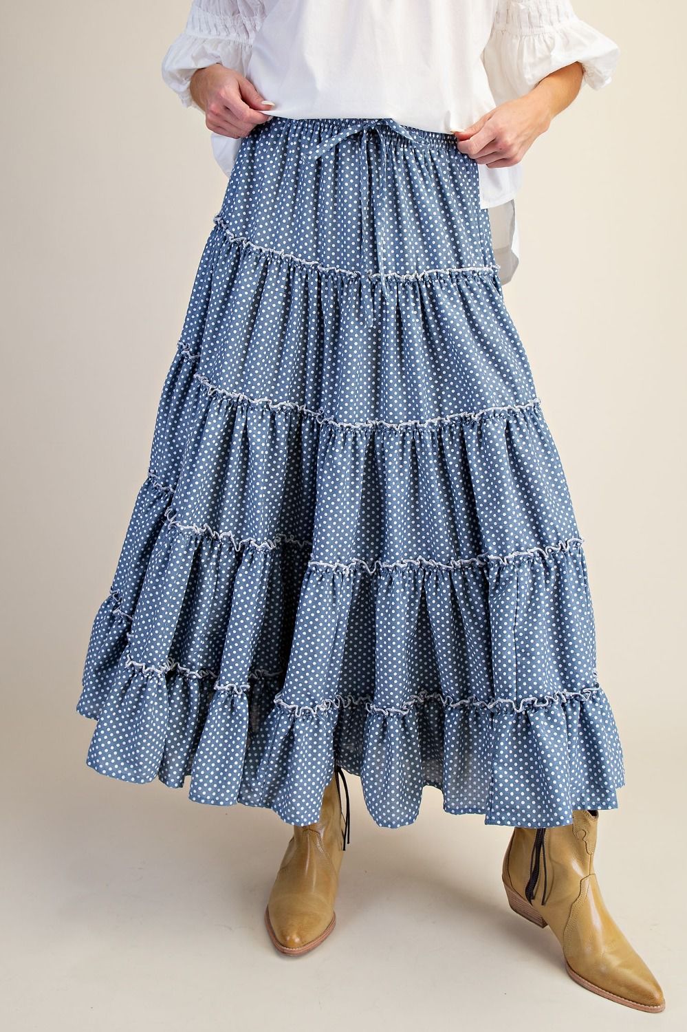 Polka Dots Printed Tiered Skirt