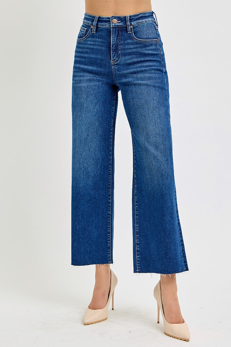 Tummy Control High Rise Crop Wide Leg Jeans