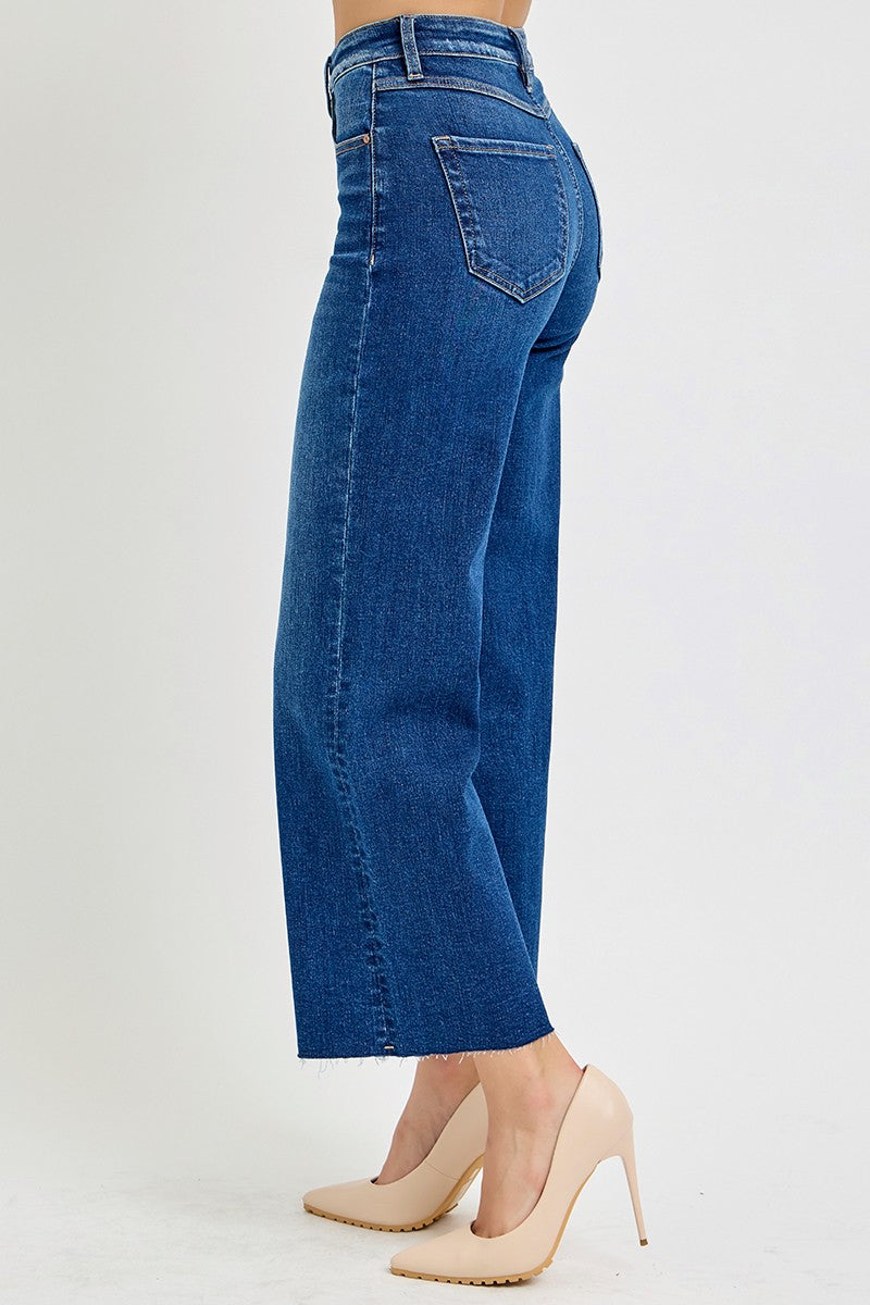 Tummy Control High Rise Crop Wide Leg Jeans