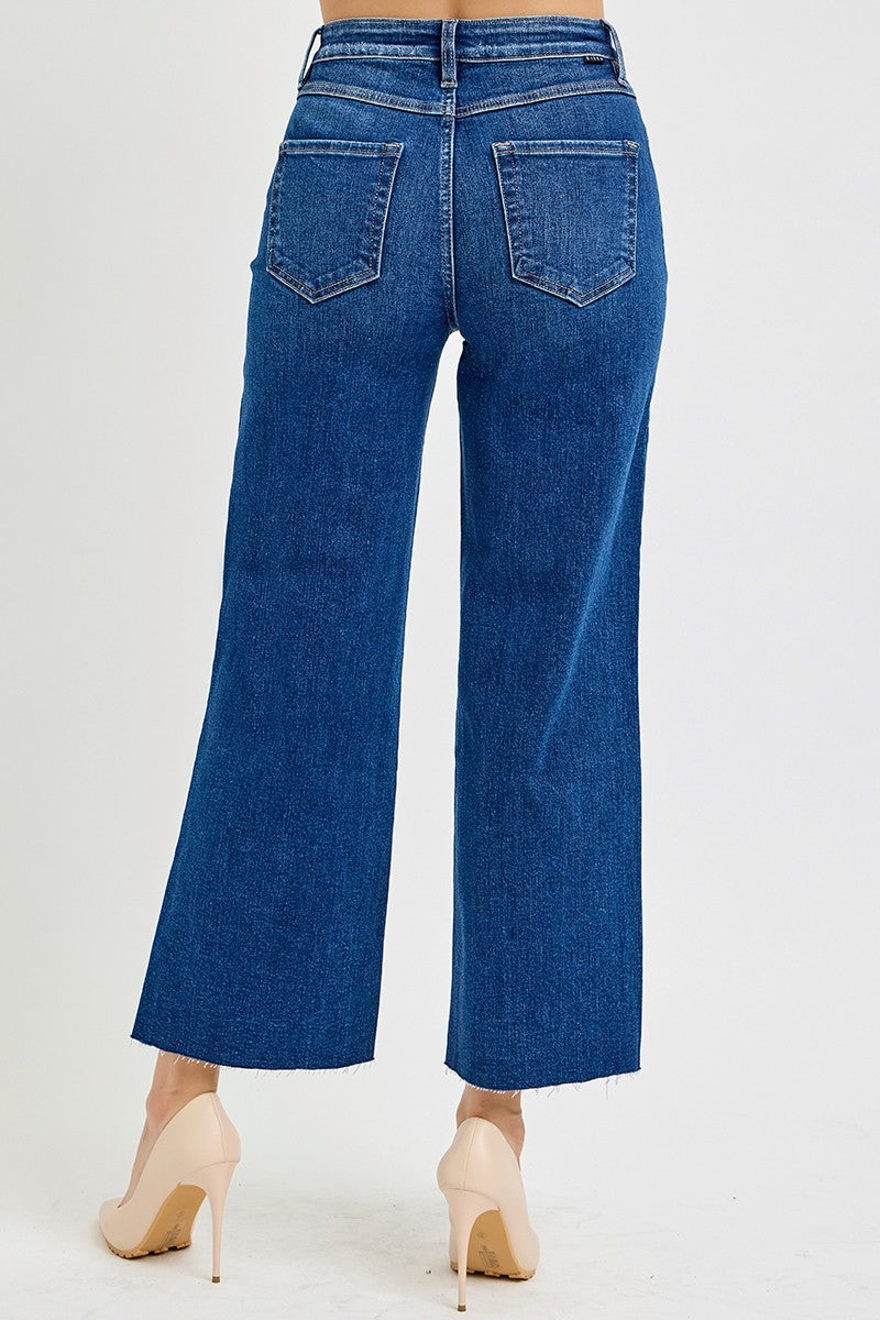 Tummy Control High Rise Crop Wide Leg Jeans