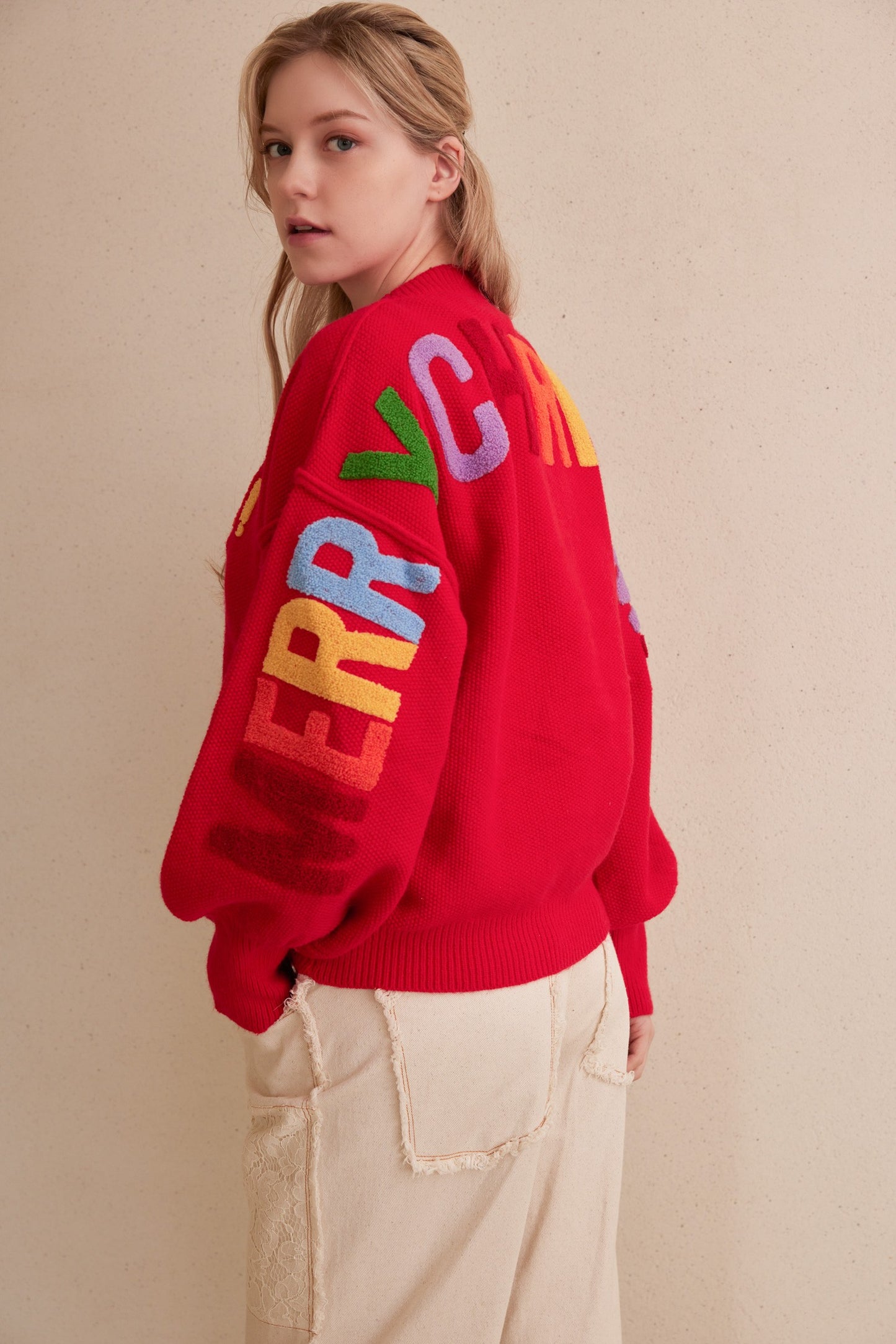 Oversize Christmas Sweater With Lettering
